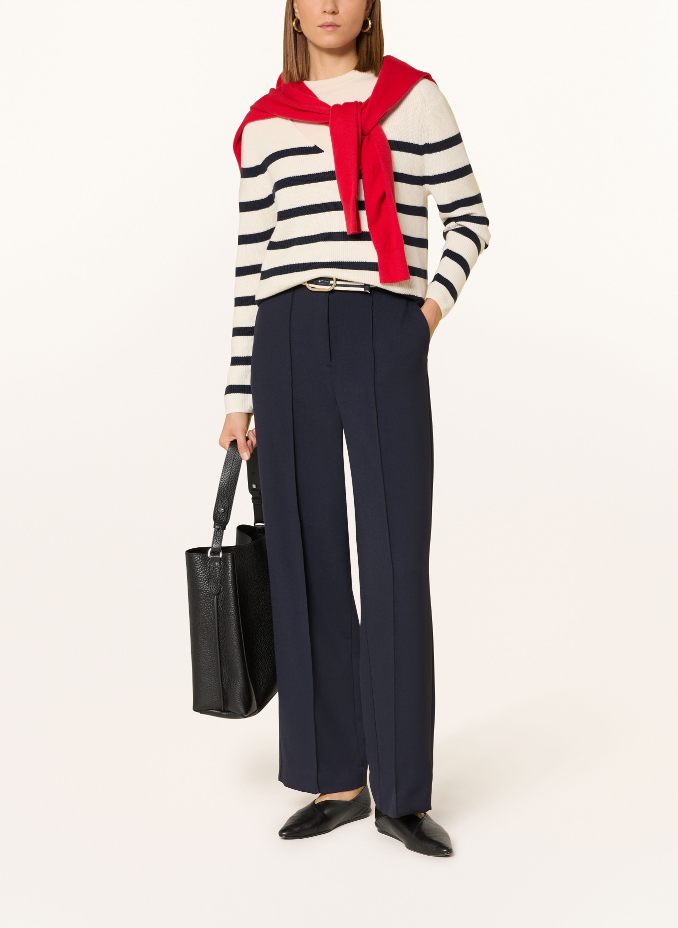 TOMMY HILFIGER Pullover: WEISS / DUNKELBLAU