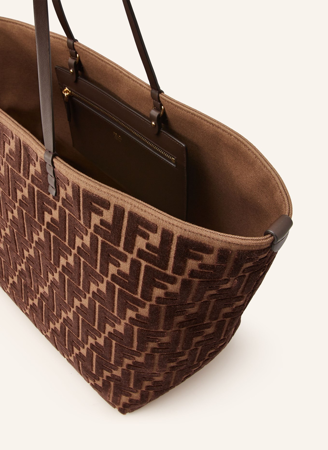 FENDI Shopper mit Pouch: BRAUN