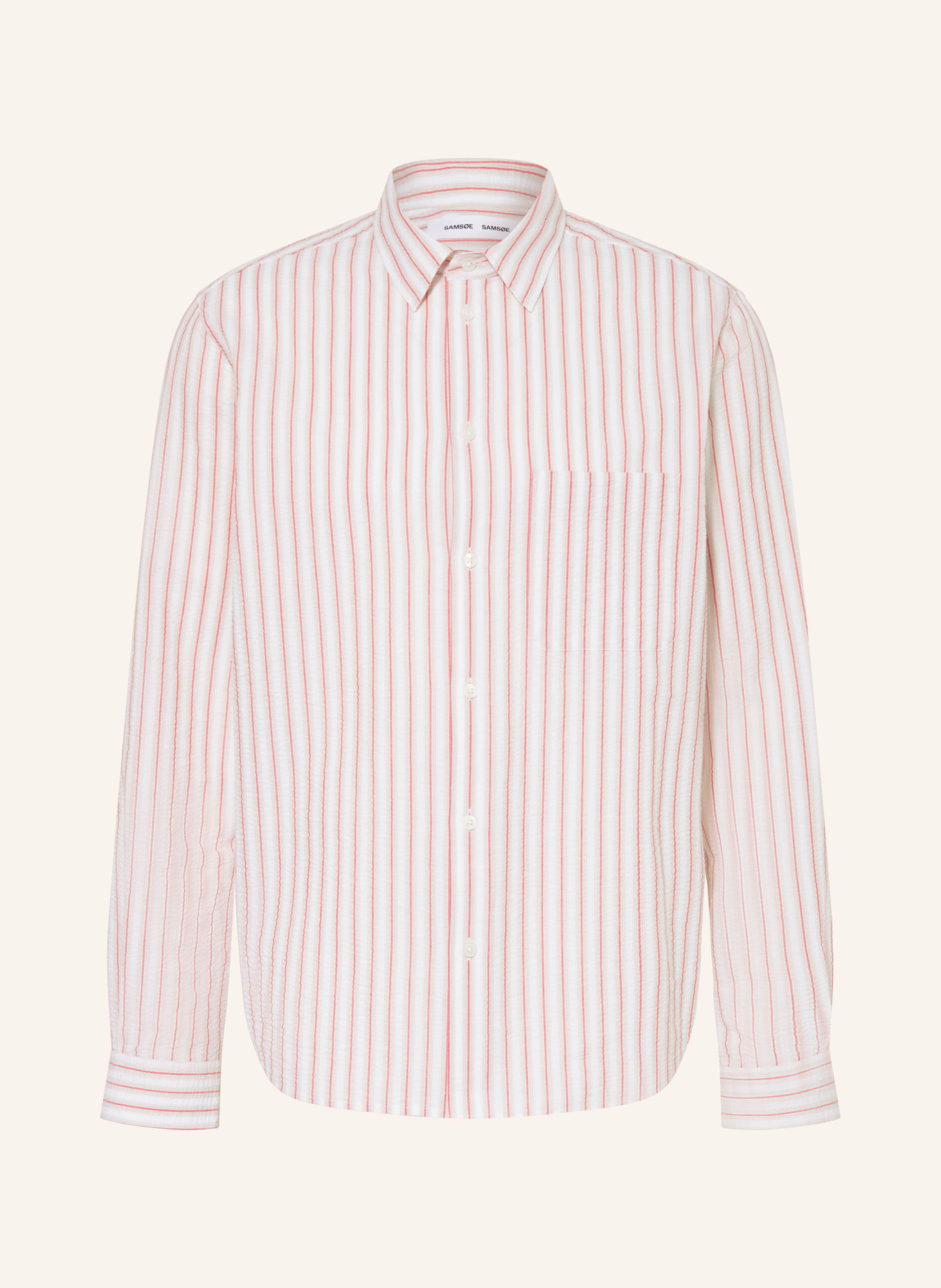 SAMSØE  SAMSØE SARYAN Regular Fit Shirt: WHITE / BEIGE / RED