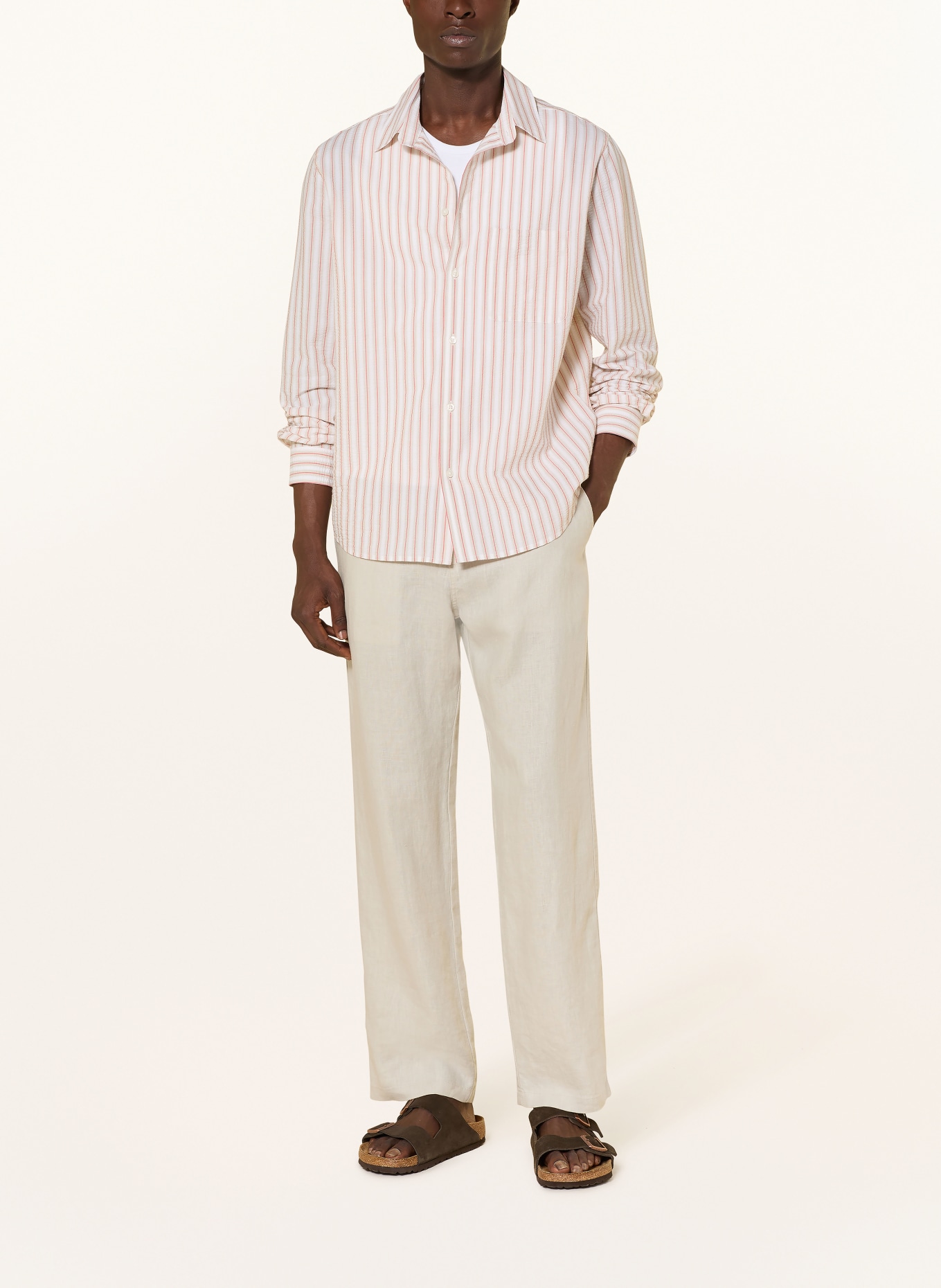 SAMSØE  SAMSØE SARYAN Regular Fit Shirt: WHITE / BEIGE / RED