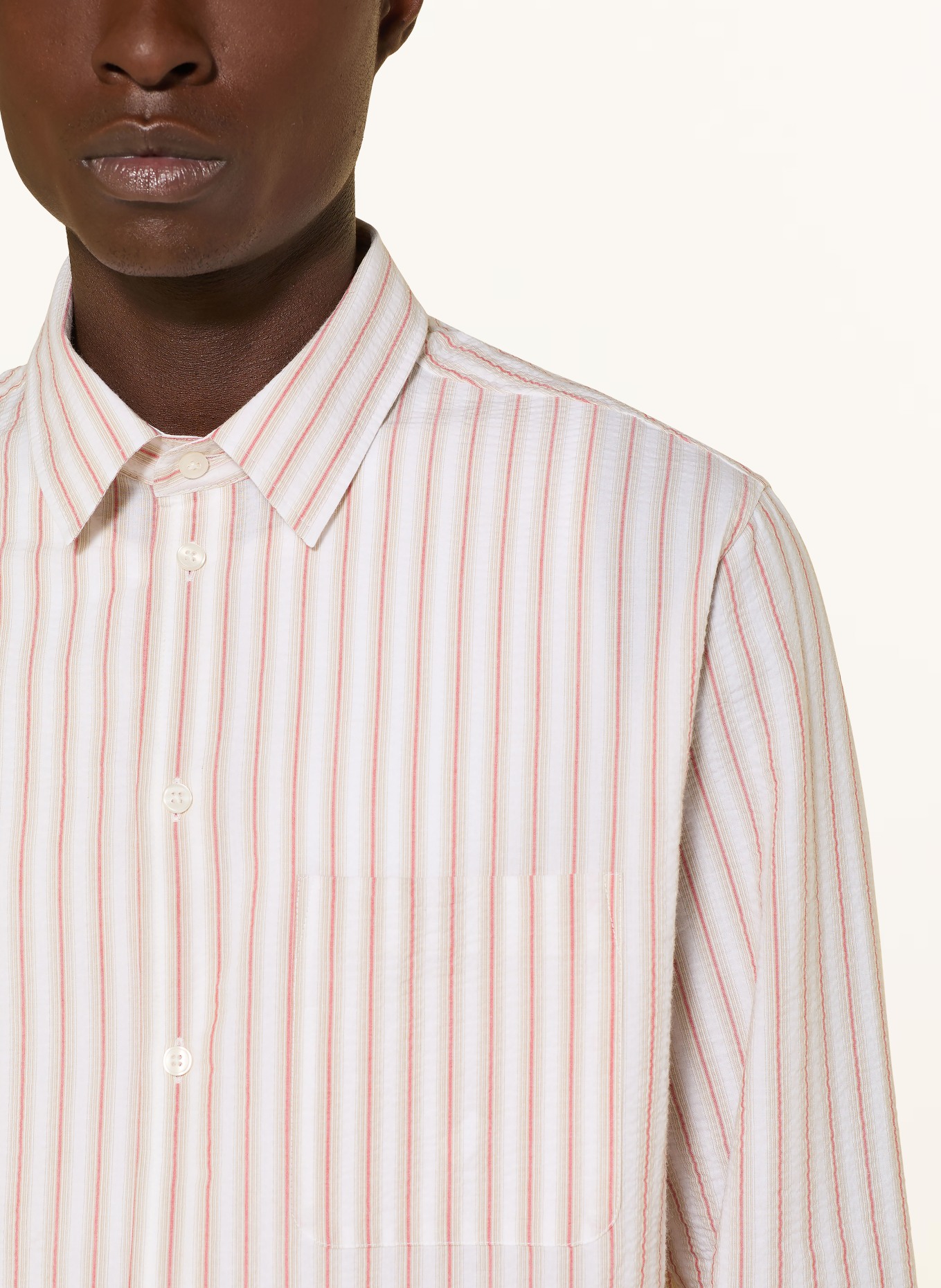 SAMSØE  SAMSØE SARYAN Regular Fit Shirt: WHITE / BEIGE / RED