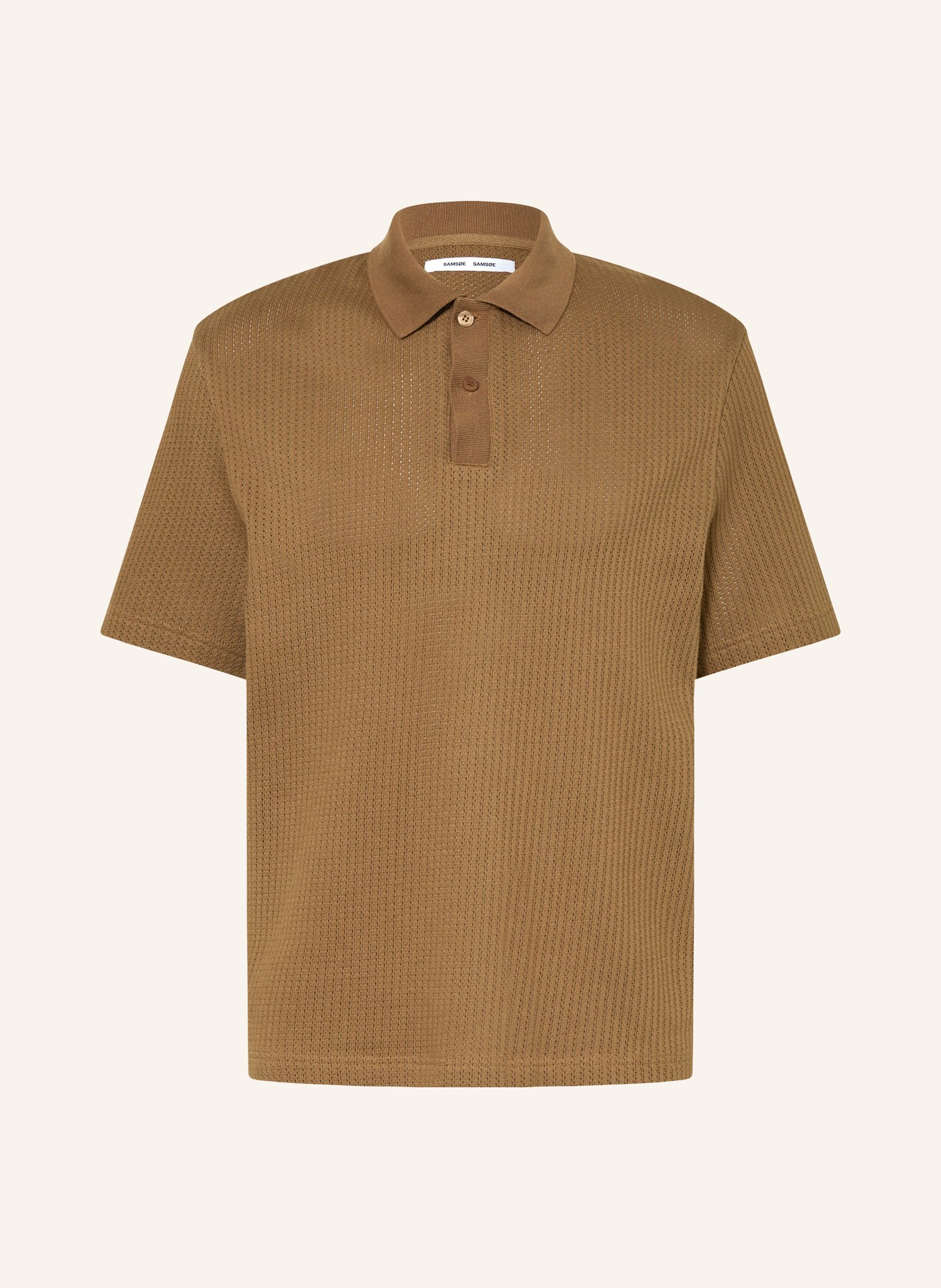 SAMSØE  SAMSØE Strick-Poloshirt SAJASE: COGNAC