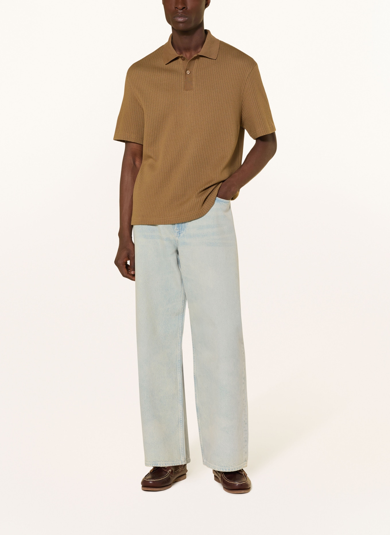 SAMSØE  SAMSØE Strick-Poloshirt SAJASE: COGNAC