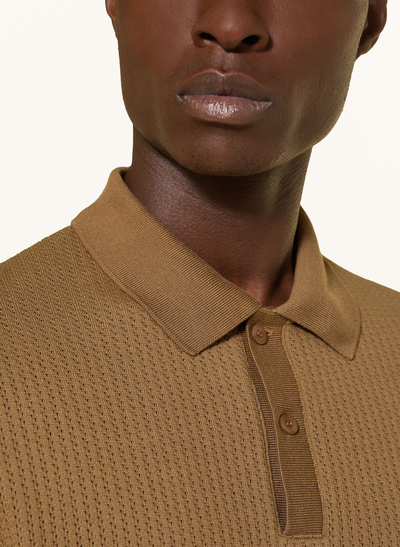 SAMSØE  SAMSØE Strick-Poloshirt SAJASE: COGNAC