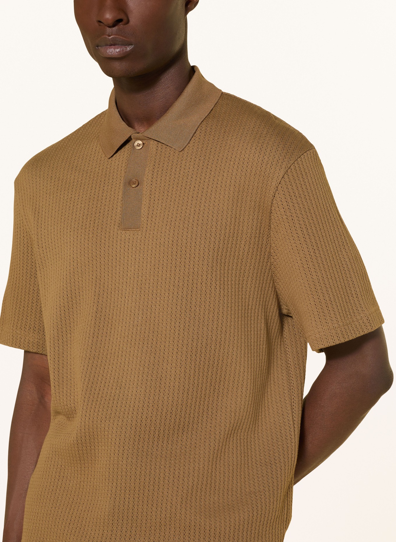 SAMSØE  SAMSØE Strick-Poloshirt SAJASE: COGNAC