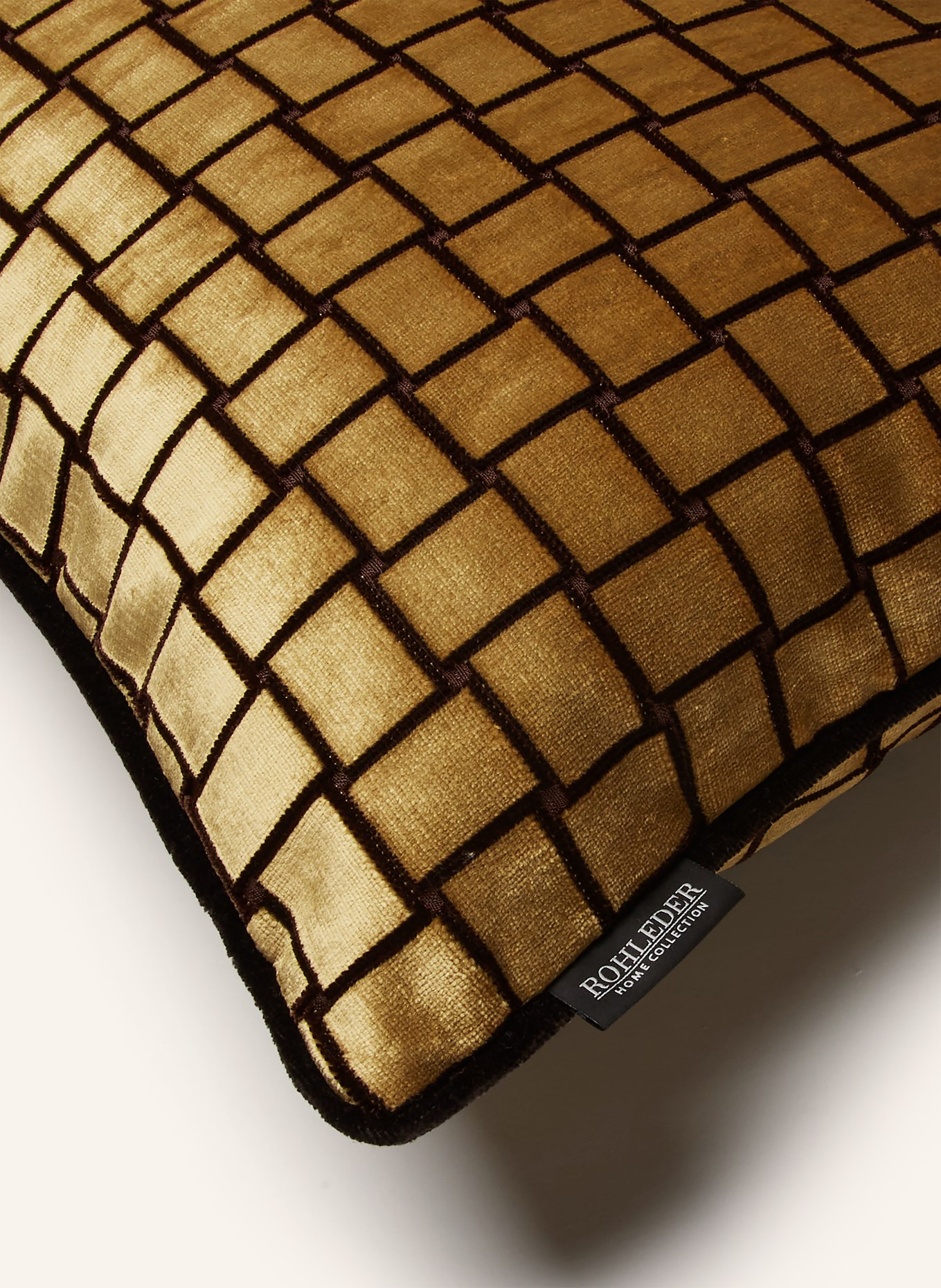 ROHLEDER Dekokissen MOONRAKER aus Samt: GELB / DUNKELBRAUN