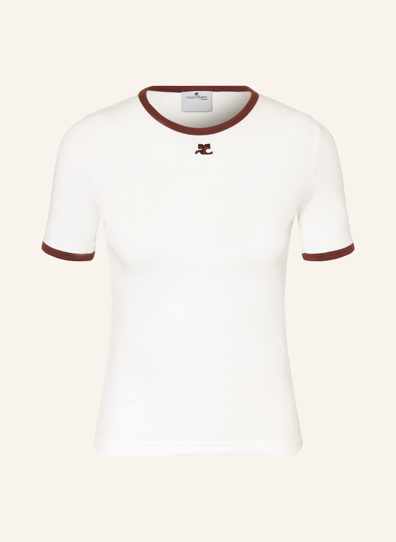 Courrèges T-shirt: CRÈME / ROUGE FONCÉ