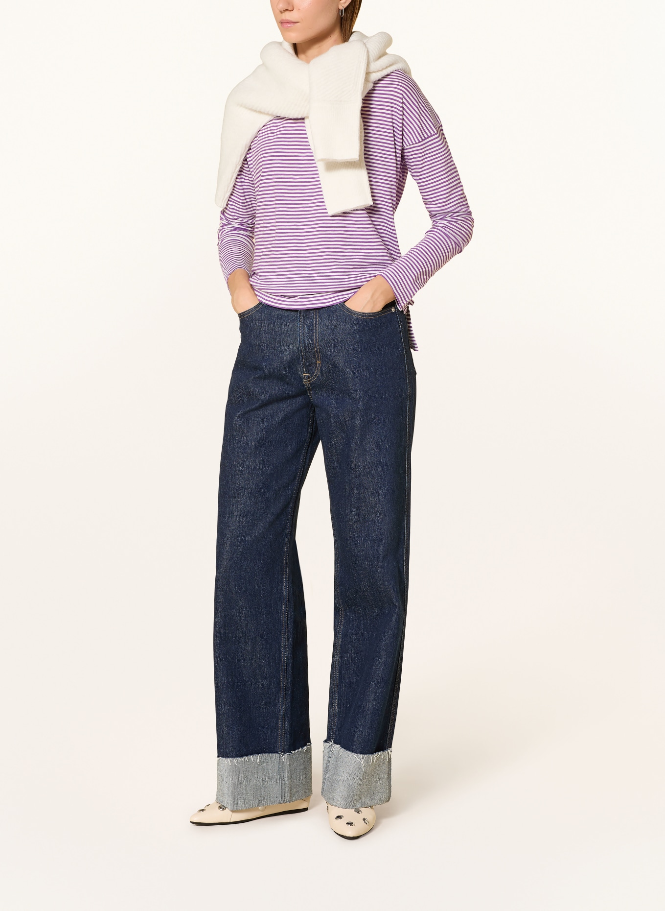 ARMEDANGELS Longsleeve XIANAA: LILA / ECRU