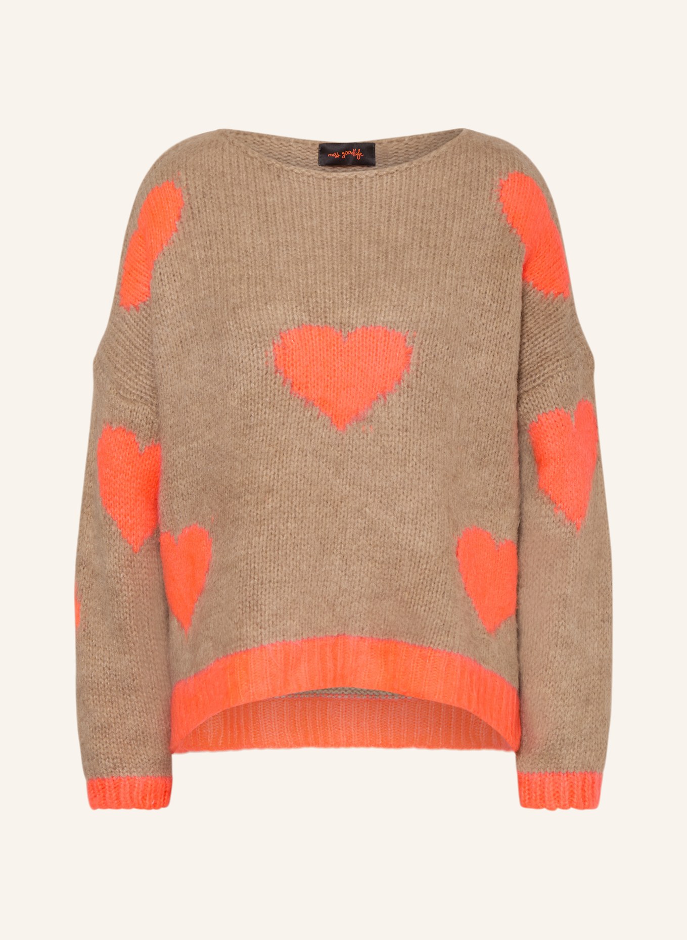 miss goodlife Pullover: HELLBRAUN / NEONORANGE