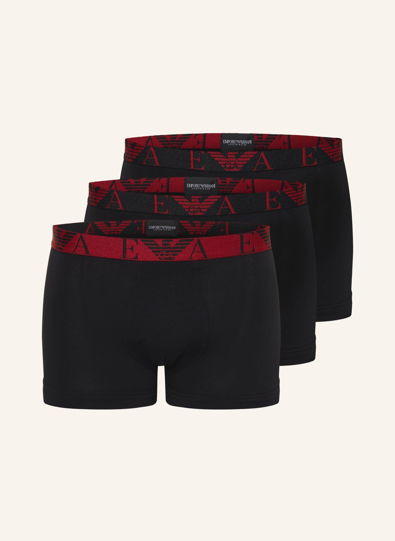 EMPORIO ARMANI 3er-Pack Boxershorts: SCHWARZ / ROT