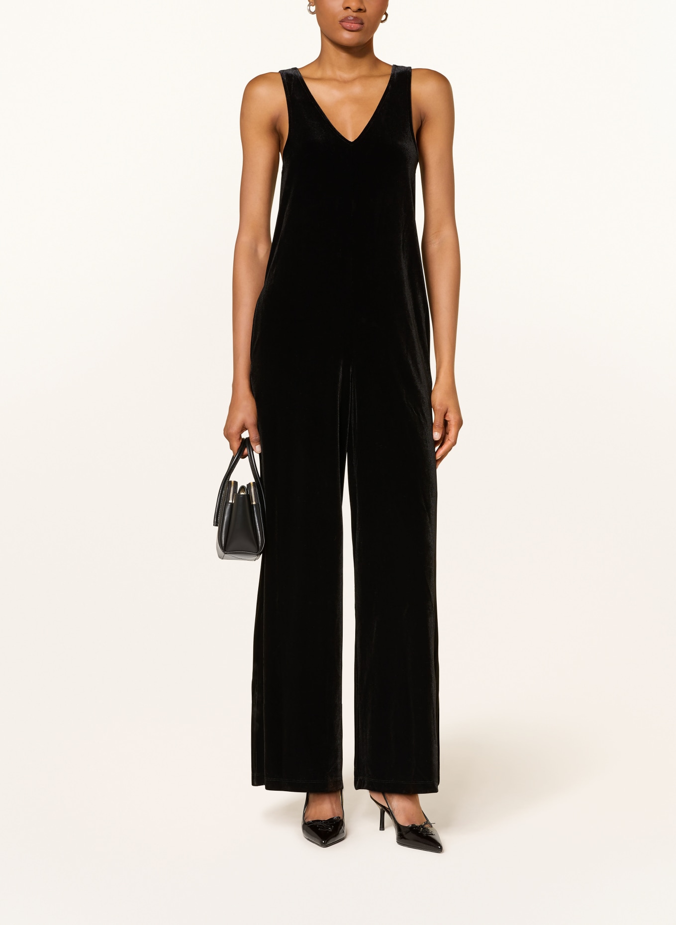 ARMANI EXCHANGE Samt-Jumpsuit: SCHWARZ