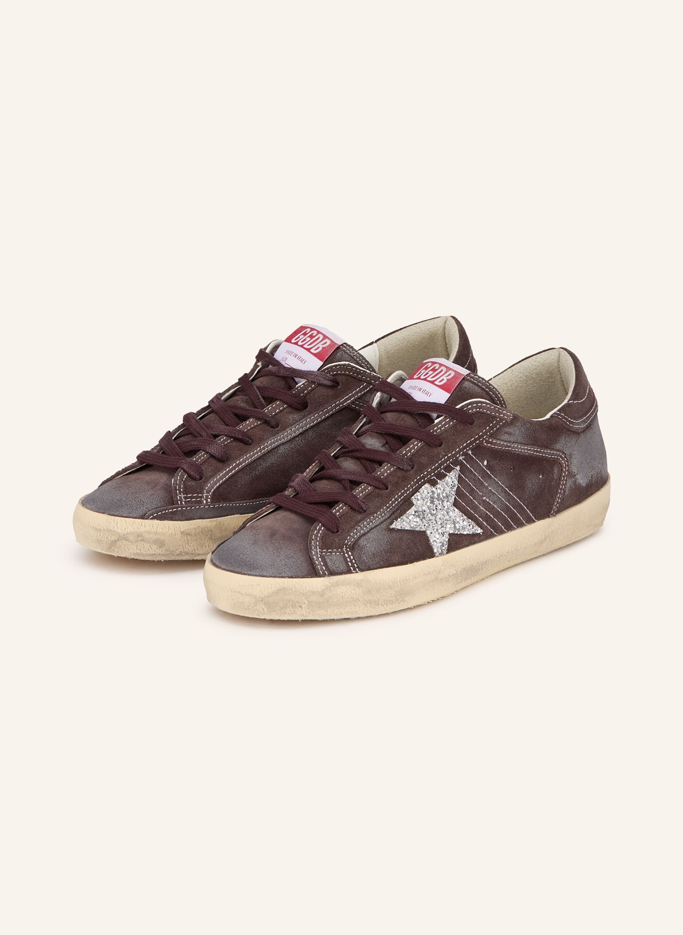 GOLDEN GOOSE Sneaker SUPER-STAR: DUNKELLILA / SILBER