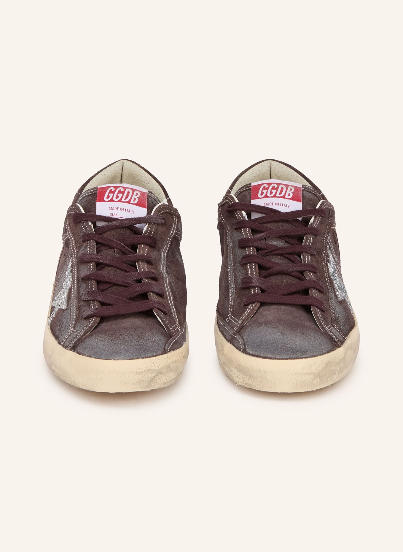 GOLDEN GOOSE Sneaker SUPER-STAR: DUNKELLILA / SILBER