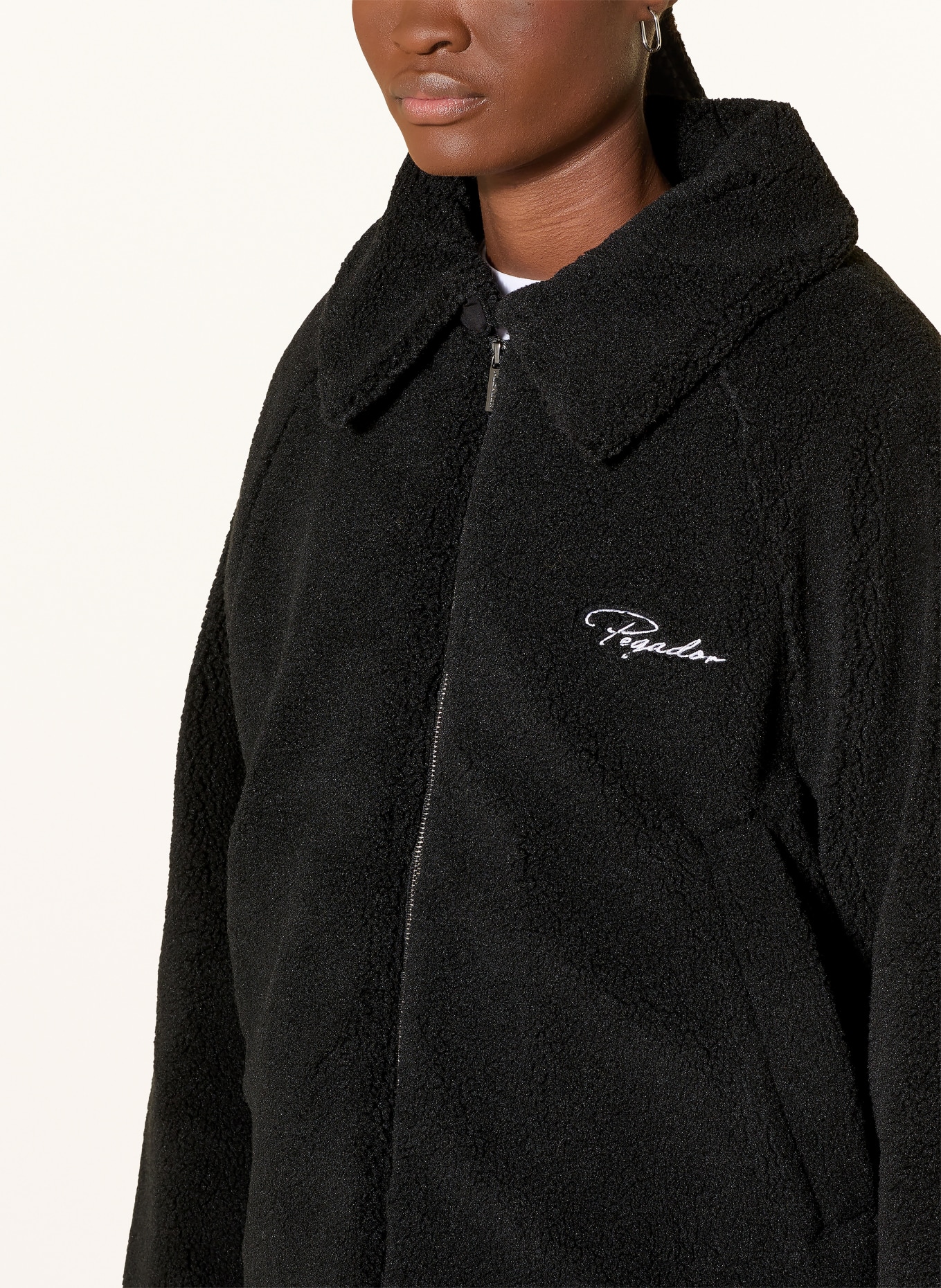 PEGADOR Teddyfell-Jacke LAJA: SCHWARZ