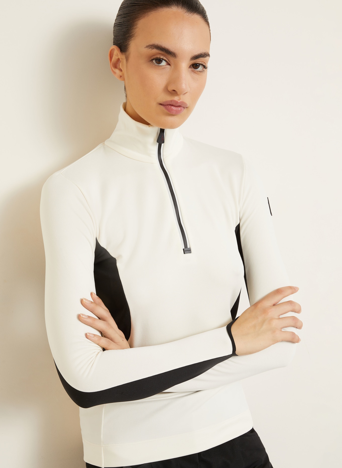 MONCLER GRENOBLE Midlayer: CREME / SCHWARZ