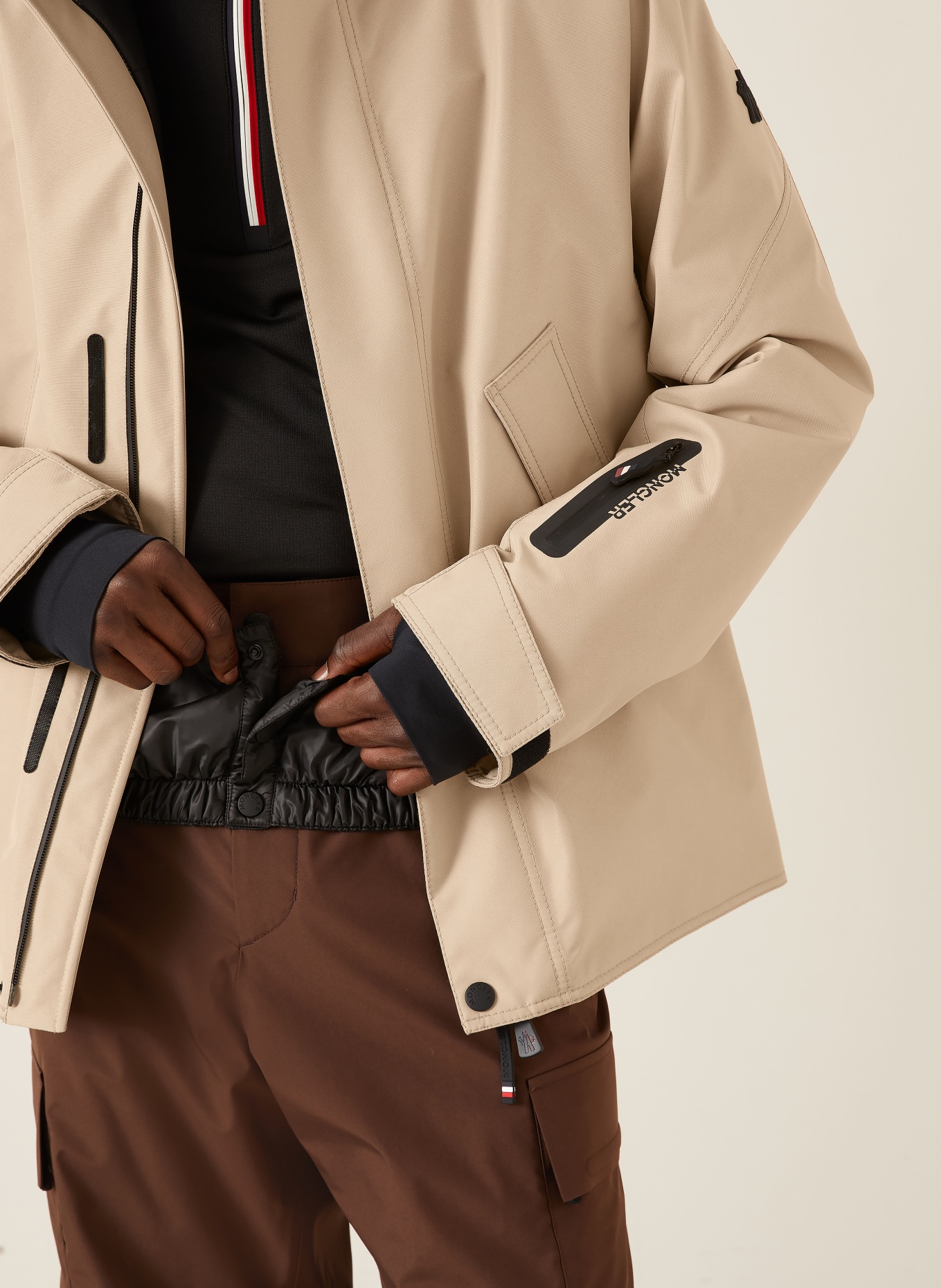MONCLER GRENOBLE Skijacke LAMBIR GTX: BEIGE / SCHWARZ