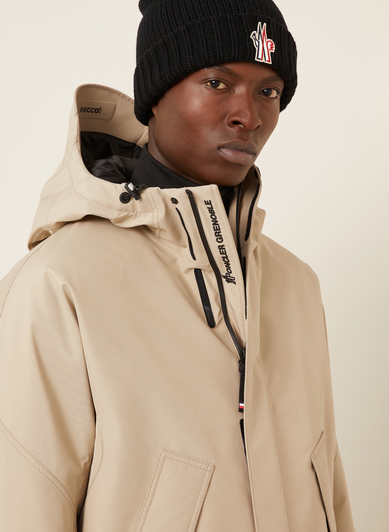 MONCLER GRENOBLE Skijacke LAMBIR GTX: BEIGE / SCHWARZ