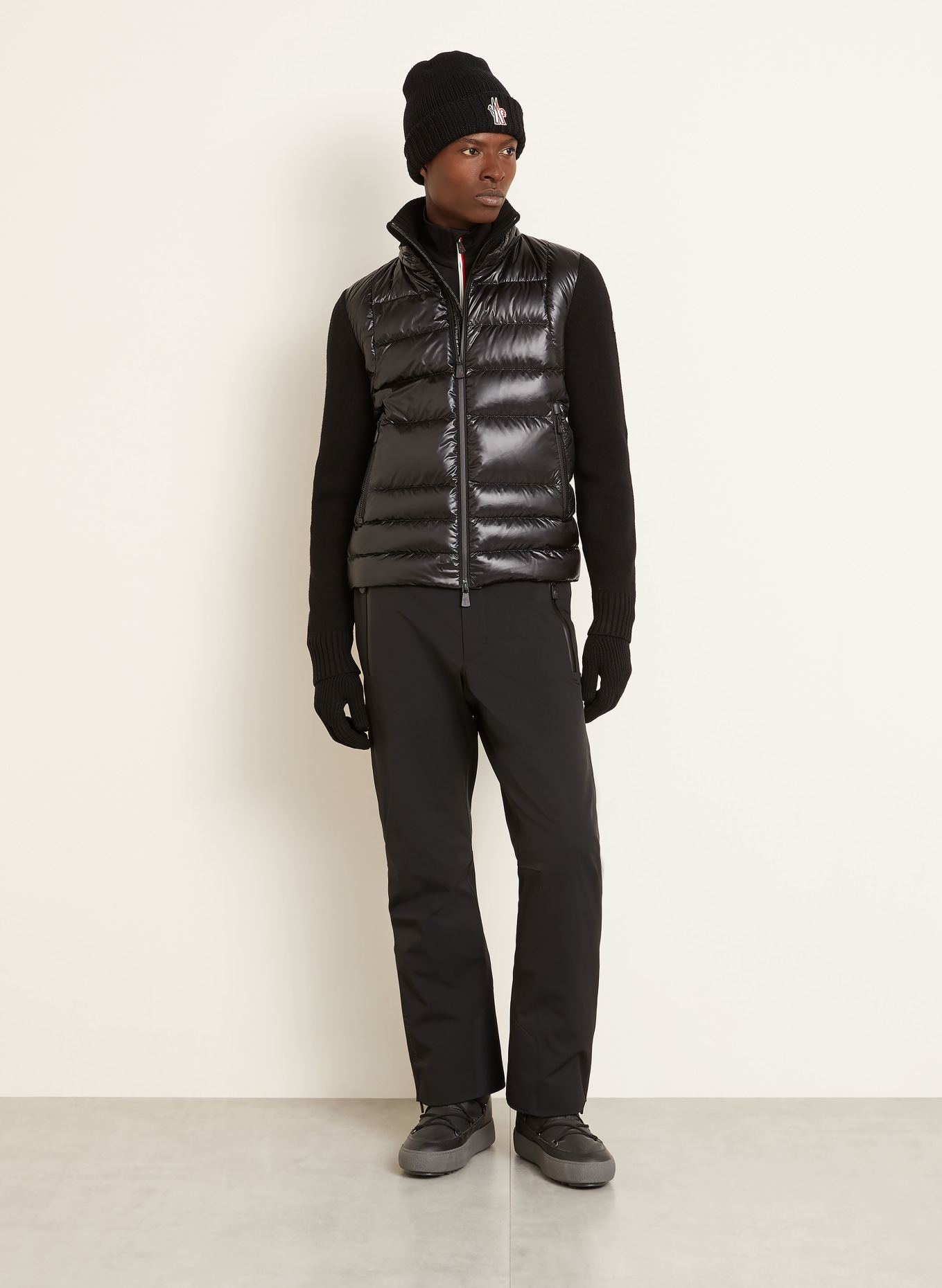 MONCLER GRENOBLE Daunenjacke im Materialmix: SCHWARZ