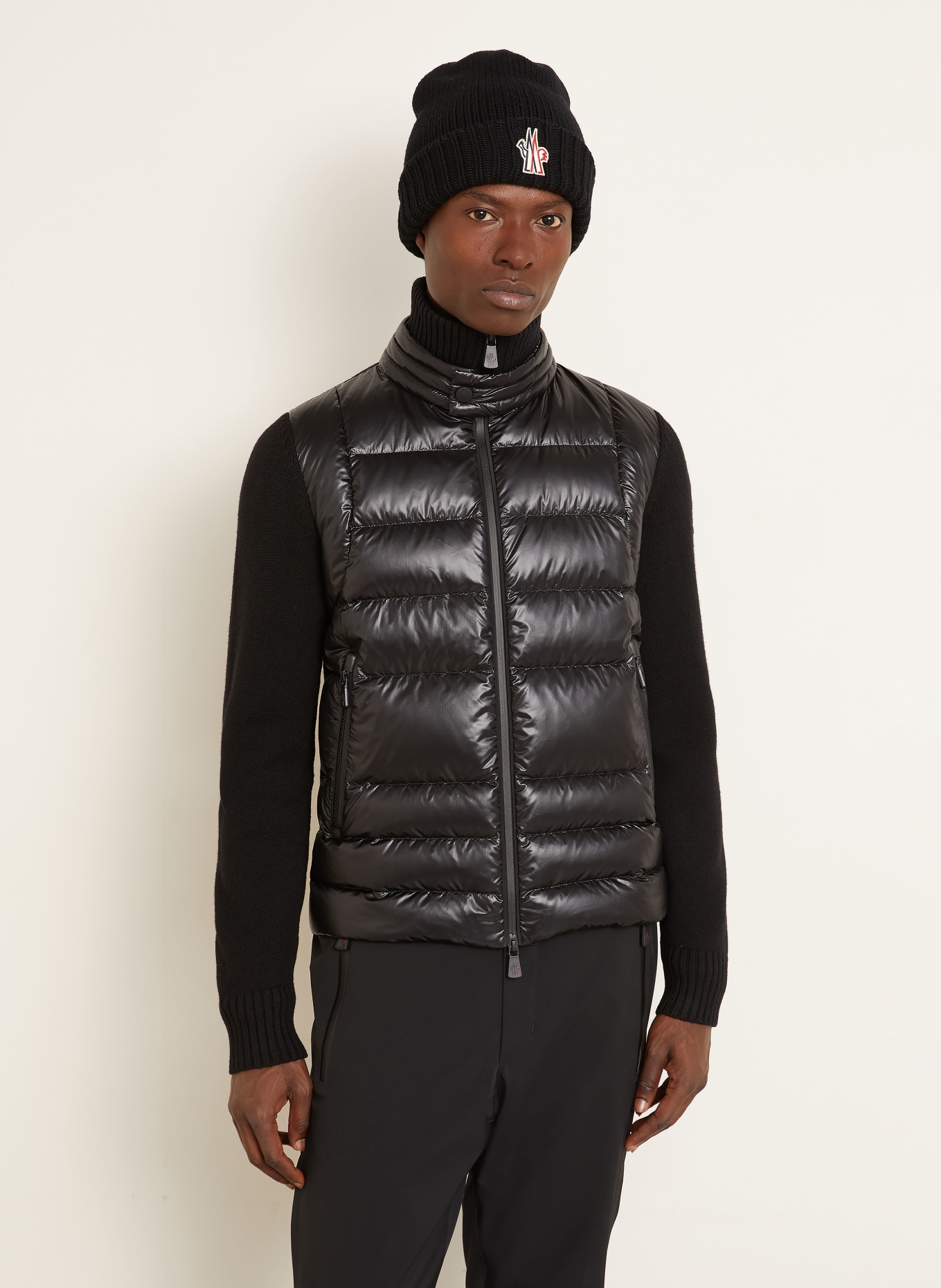 MONCLER GRENOBLE Daunenjacke im Materialmix: SCHWARZ
