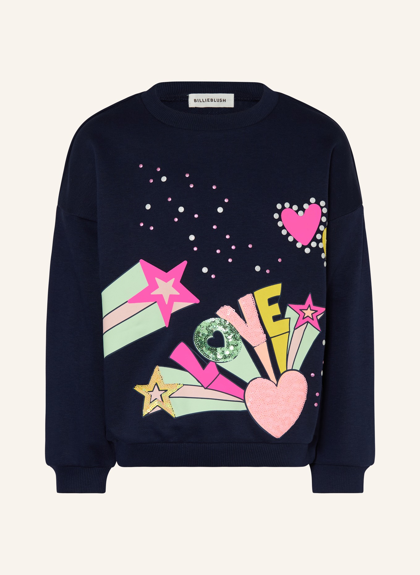 Billieblush Mikina s flitry: TMAVĚ MODRÁ / RŮŽOVÁ / MÁTOVÁ