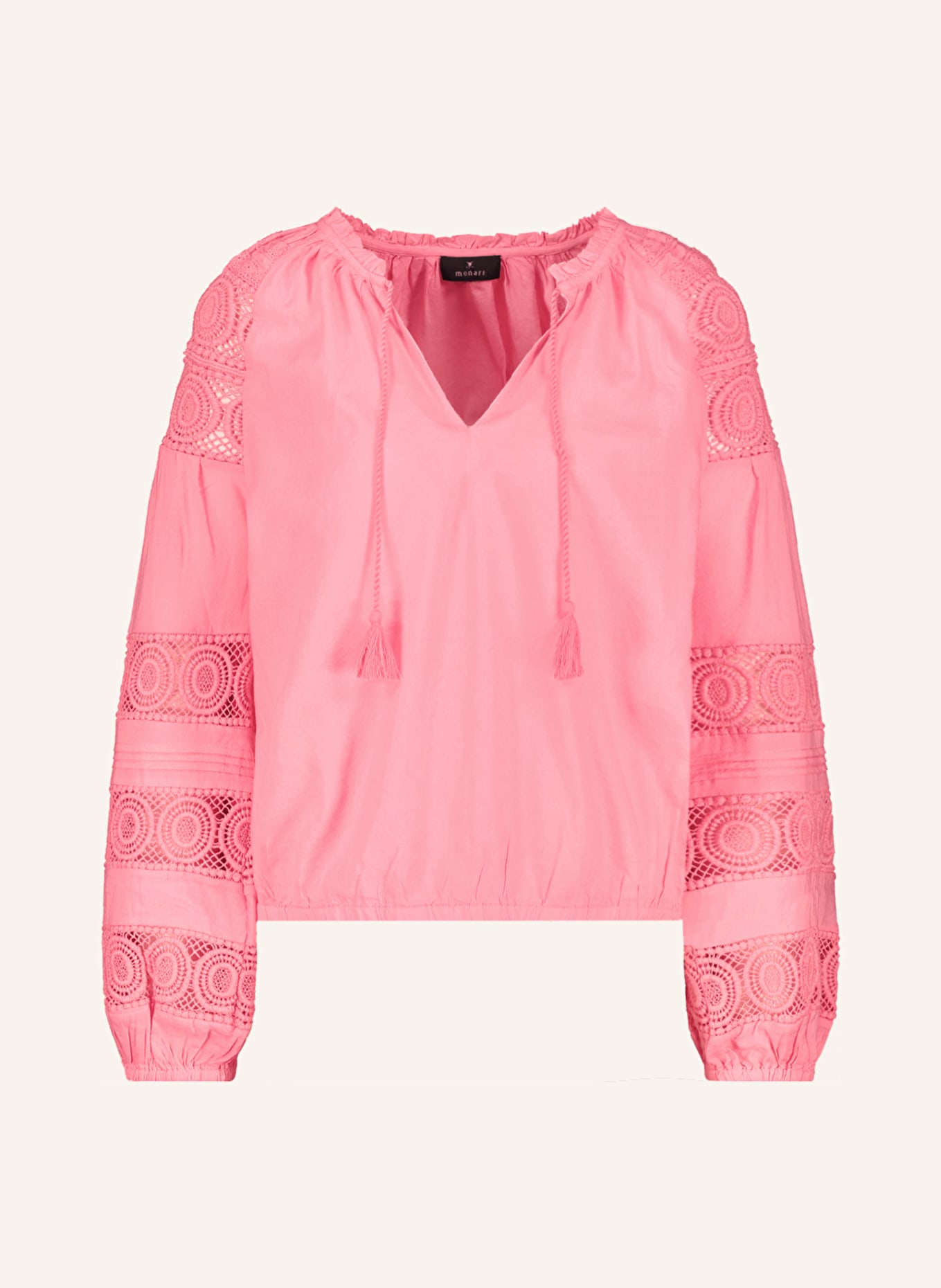 monari Bluse mit Lochspitze und Rüschen: NEONROSA