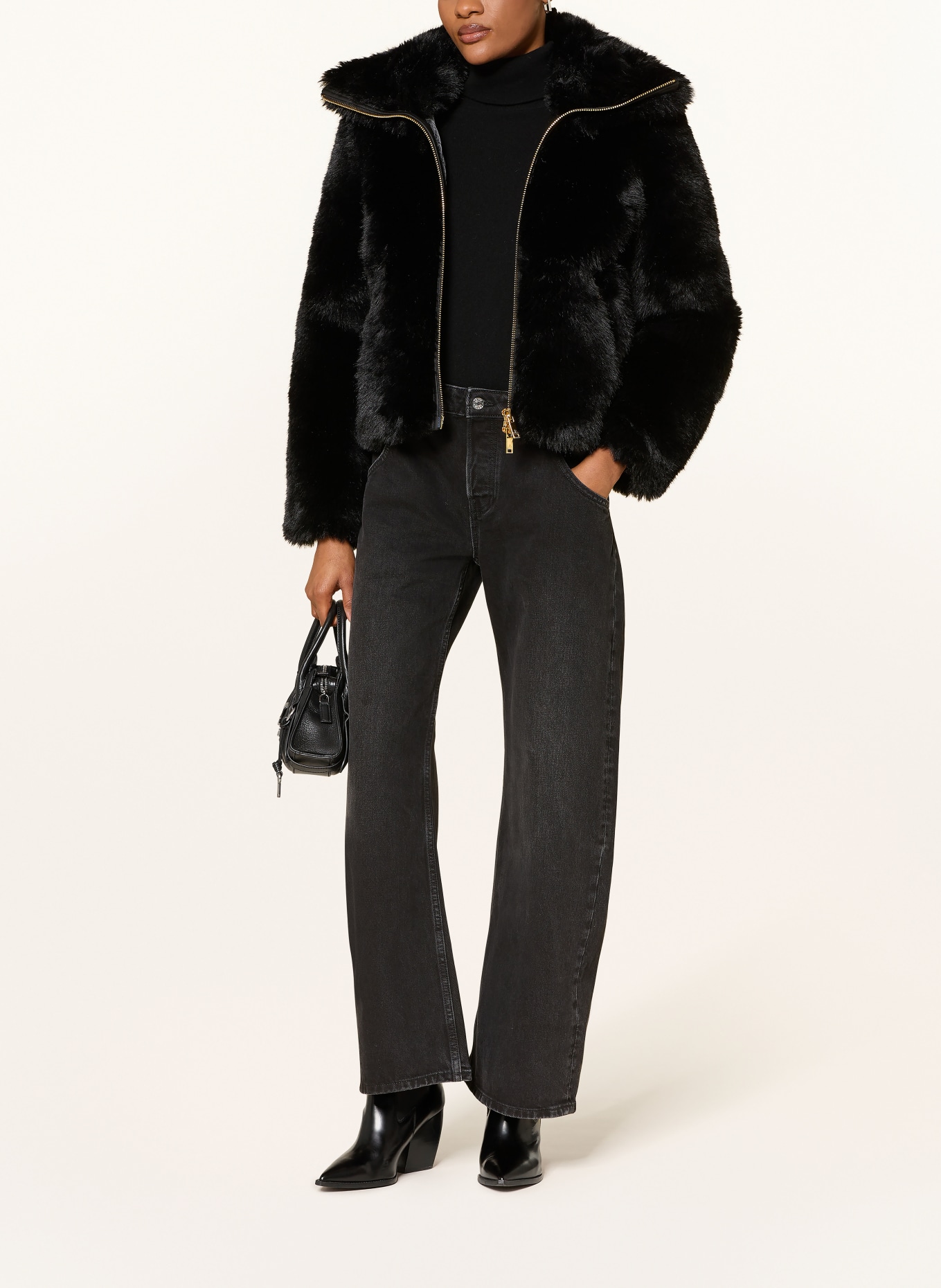 MOOSE KNUCKLES Kunstfell-Jacke GOLD SERIES SUTTON BUNNY: SCHWARZ