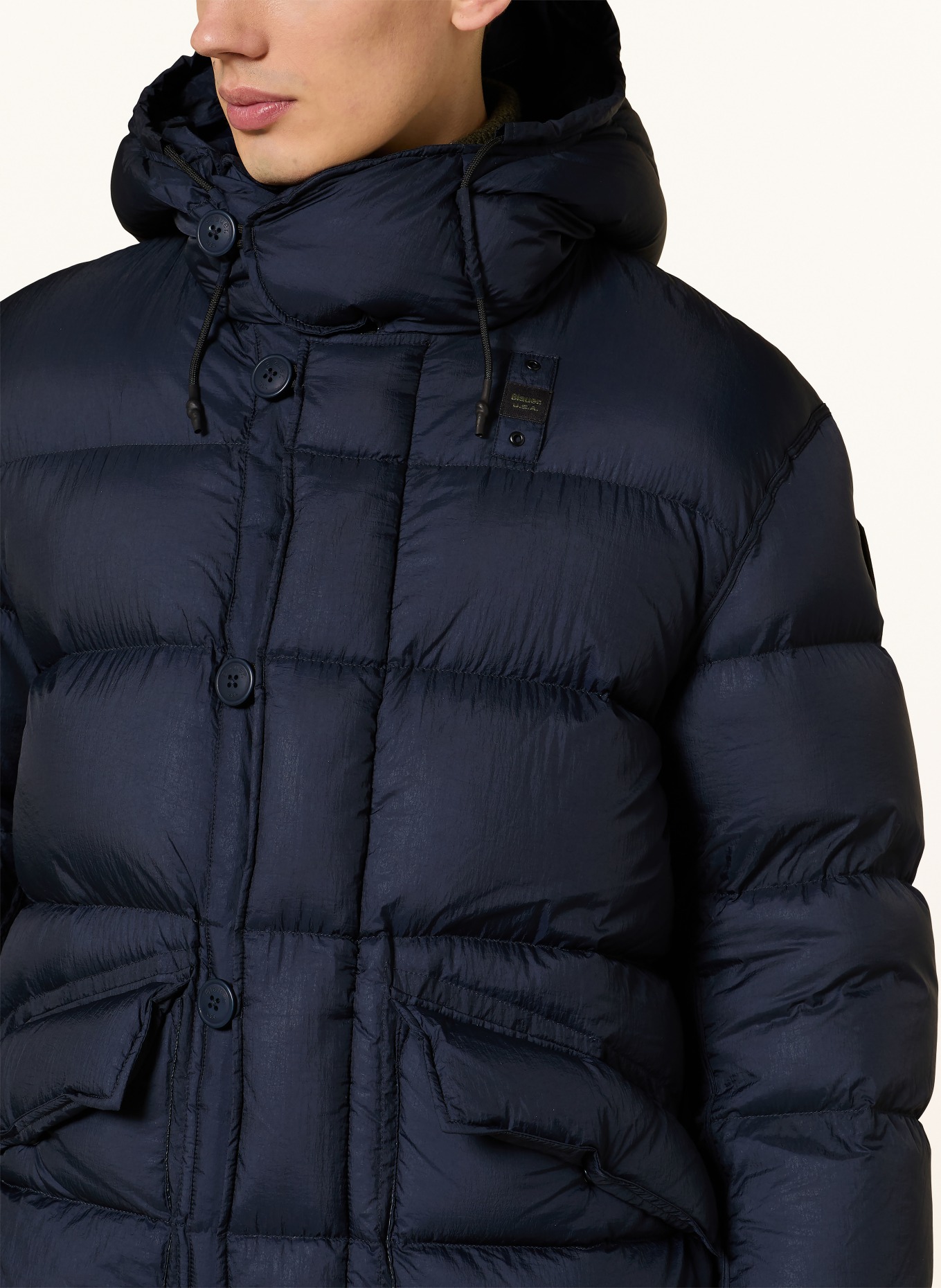 Blauer Daunenmantel BASTO: DUNKELBLAU