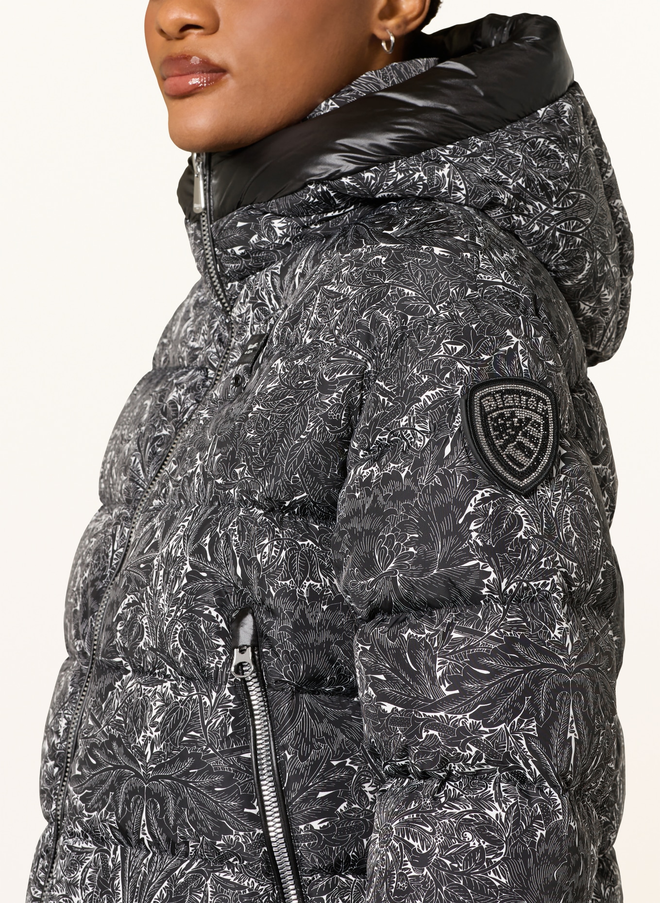 Blauer Daunenjacke CARMEL: SCHWARZ / WEISS