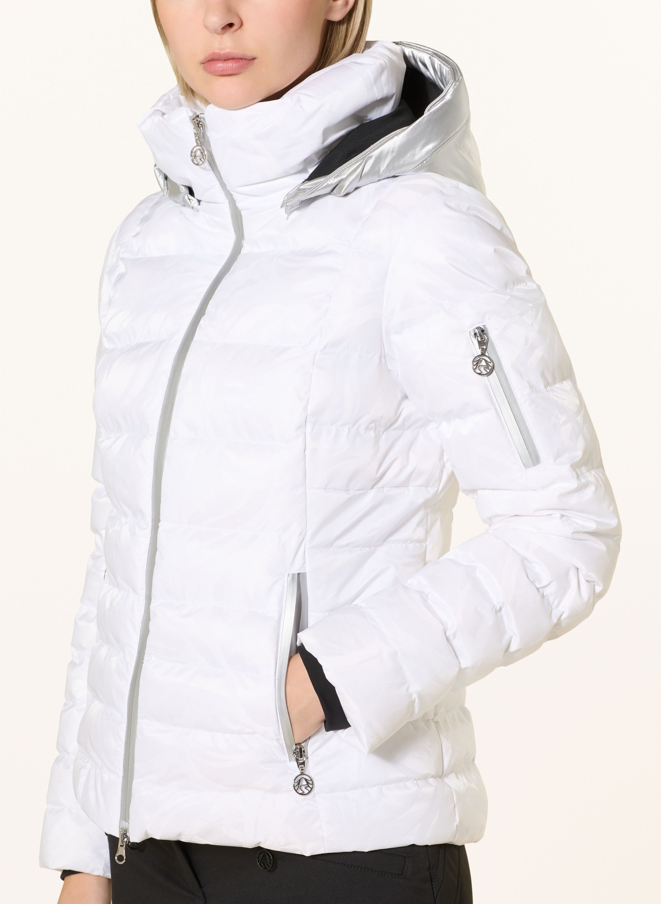 SPORTALM Daunen-Skijacke: WEISS / SILBER