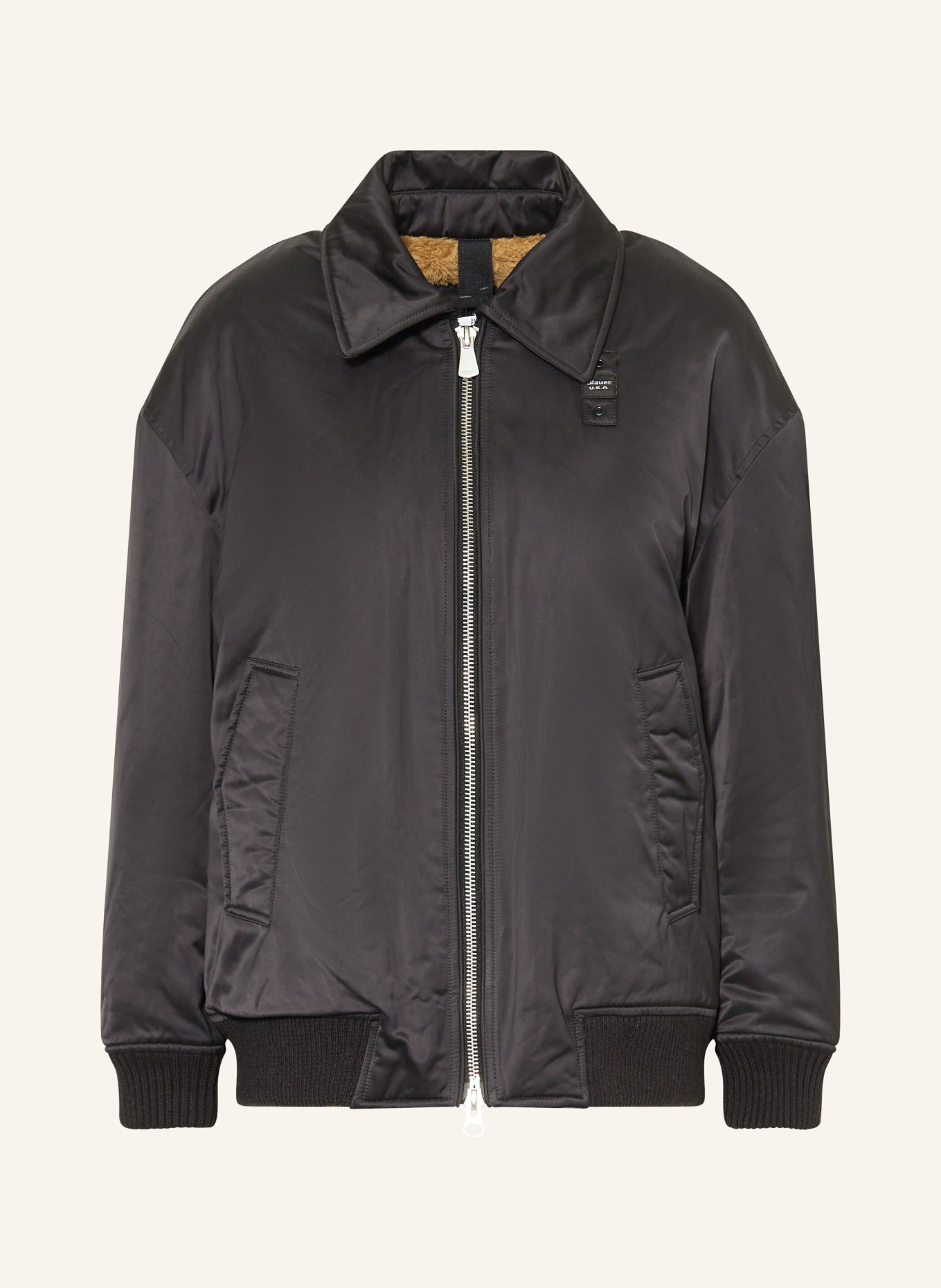 Blauer Satinblouson SAVIN: SCHWARZ