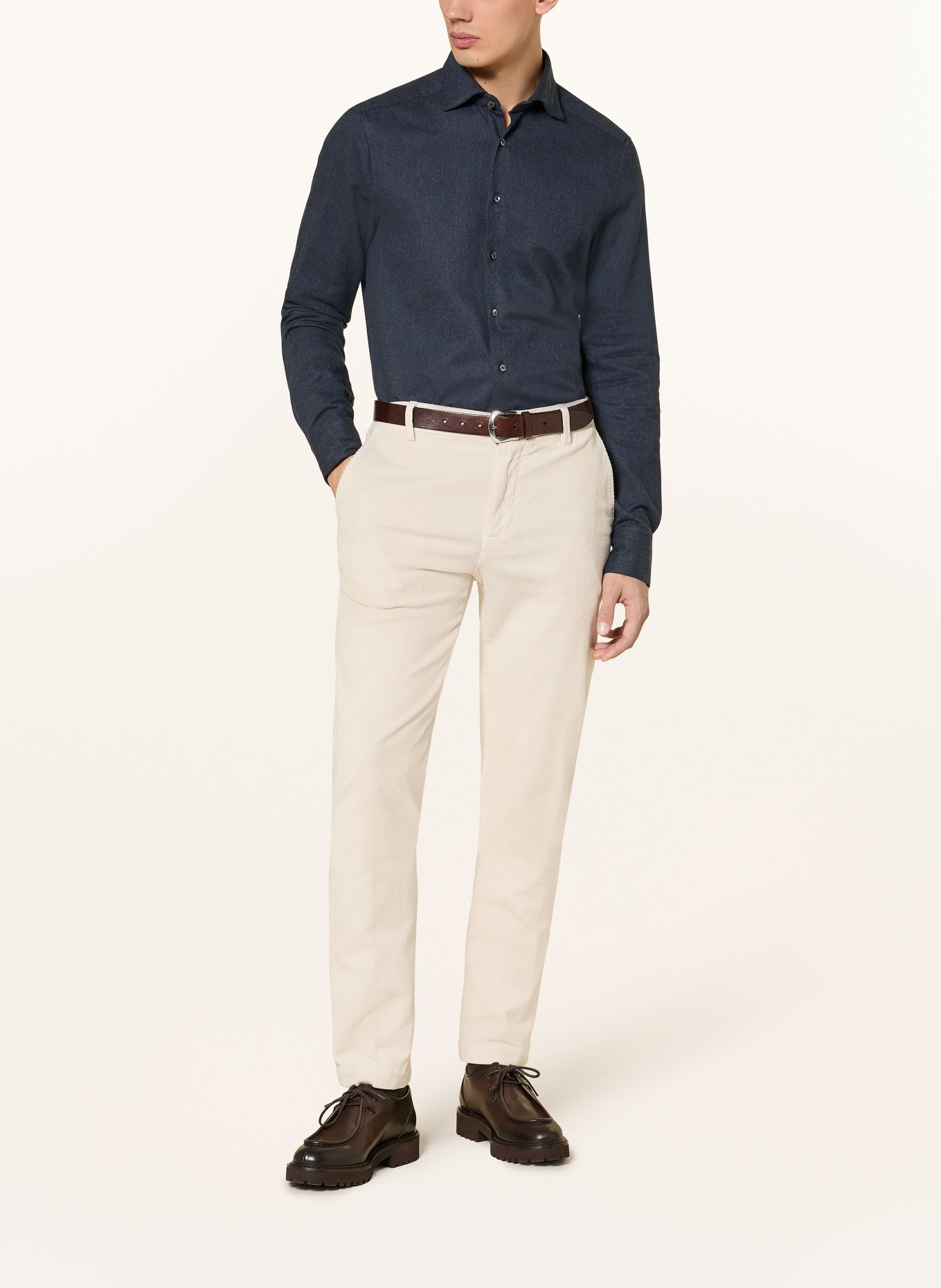 Stenströms Flanellhemd Slim Fit: DUNKELBLAU