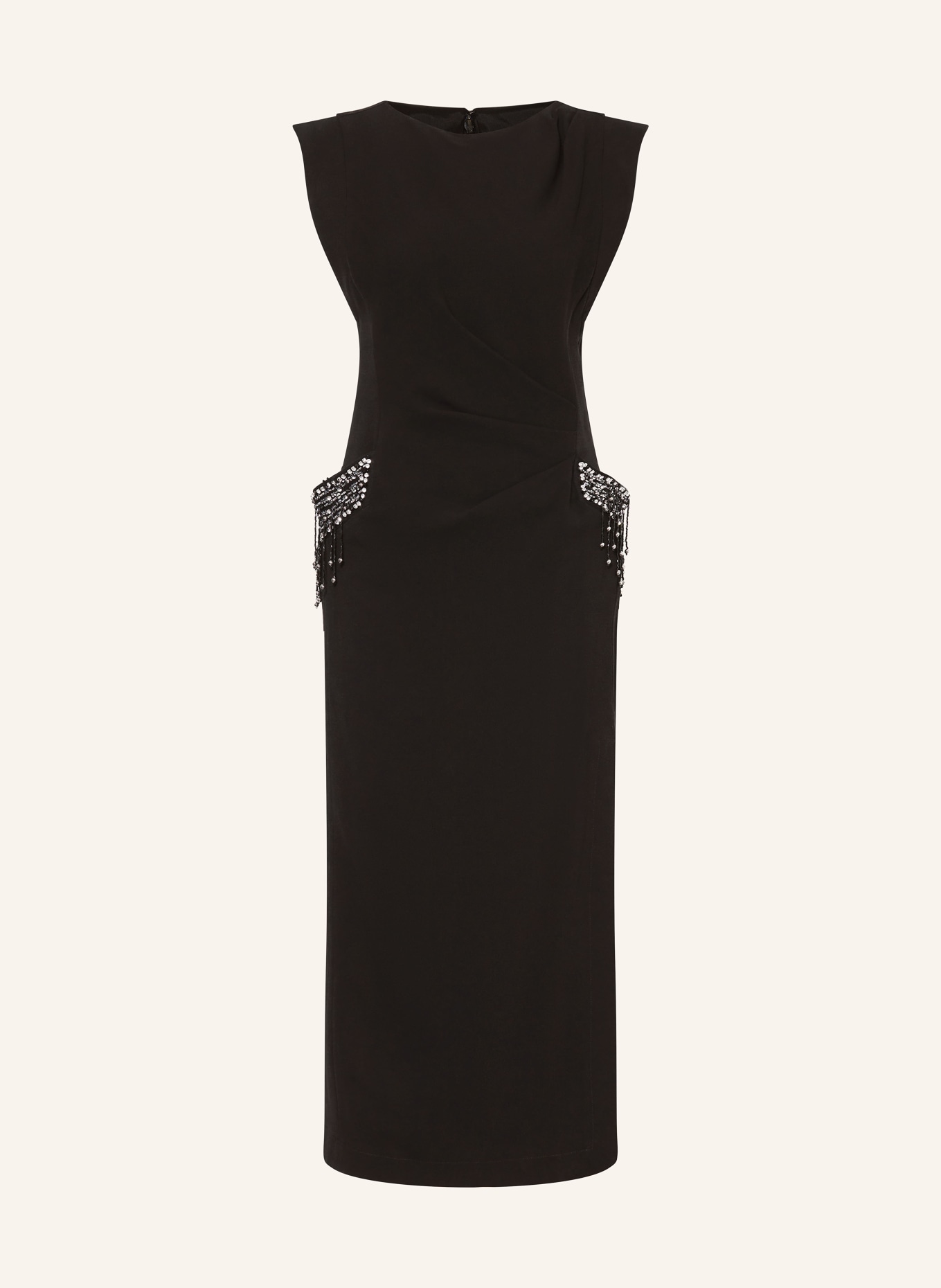 PINKO Etuikleid mit Schmucksteinen und Pailletten: SCHWARZ