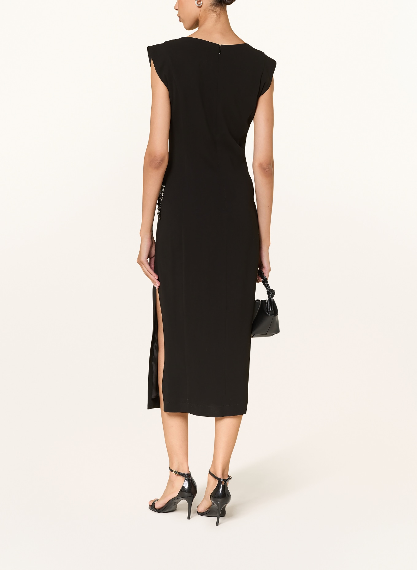 PINKO Etuikleid mit Schmucksteinen und Pailletten: SCHWARZ