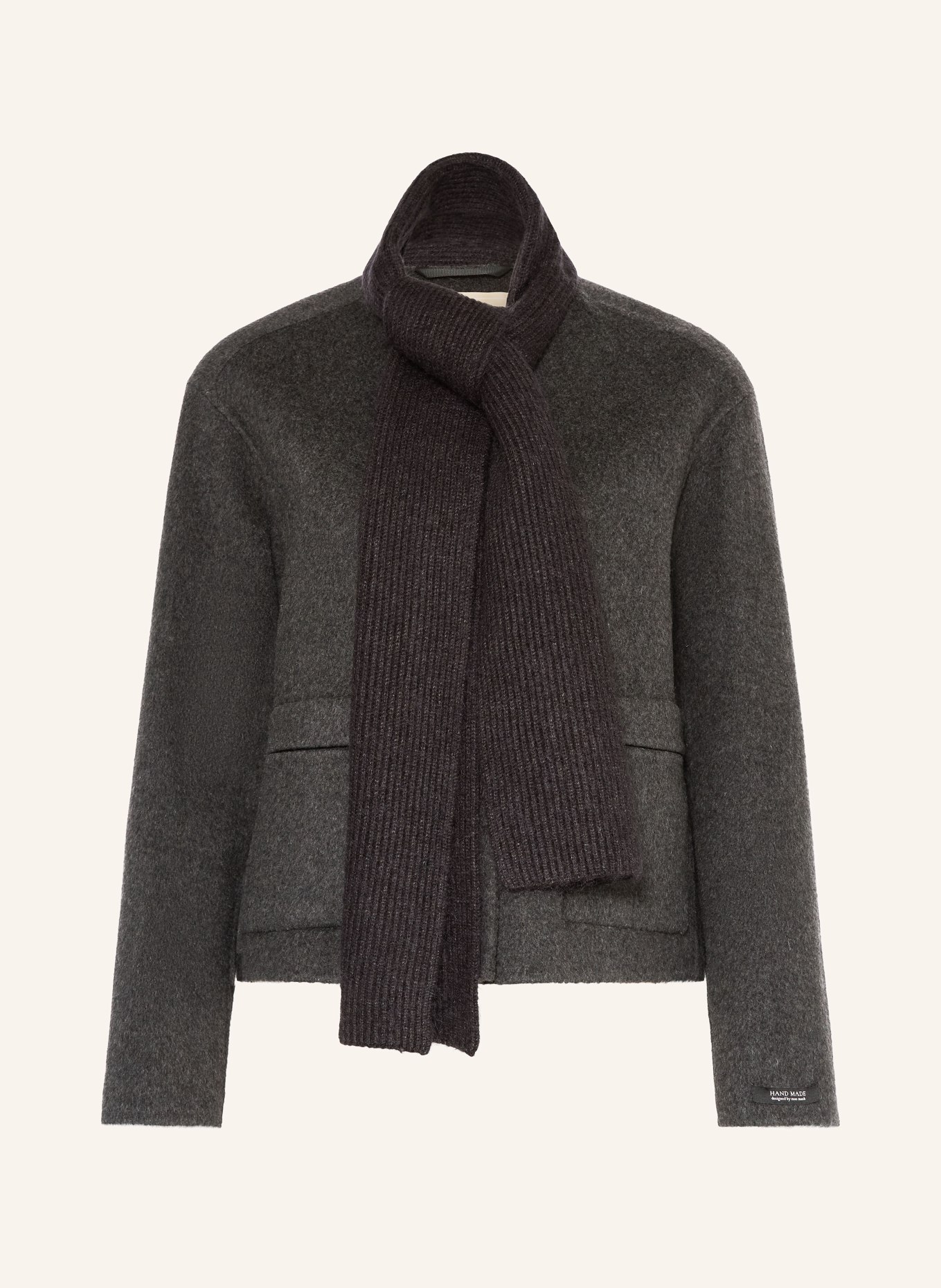 MOS MOSH Kastenjacke MMMARIA mit abnehmbarem Schal: DUNKELGRAU