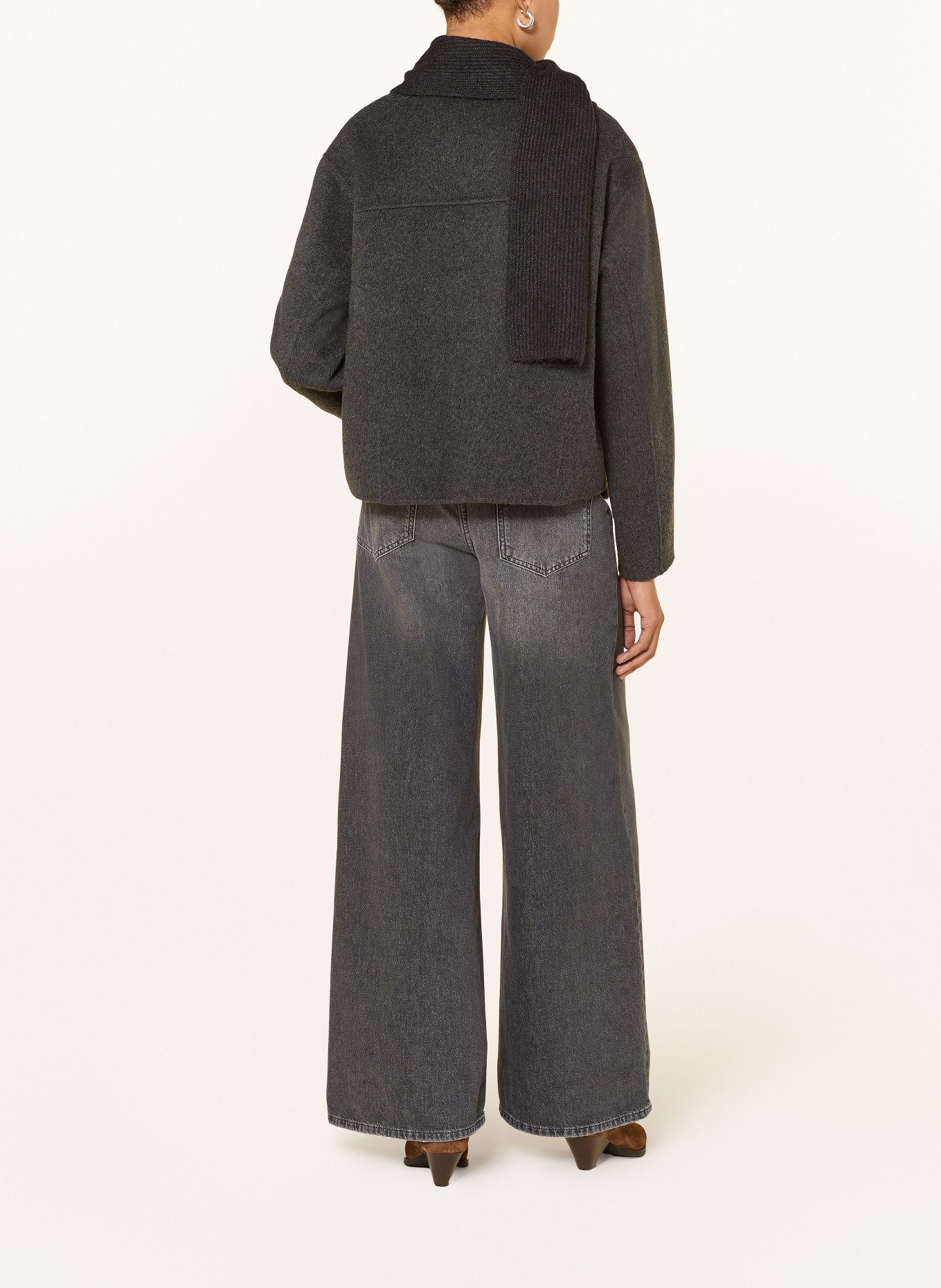 MOS MOSH Kastenjacke MMMARIA mit abnehmbarem Schal: DUNKELGRAU