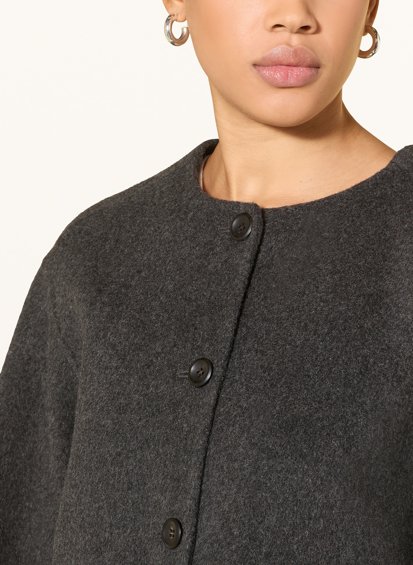 MOS MOSH Kastenjacke MMMARIA mit abnehmbarem Schal: DUNKELGRAU