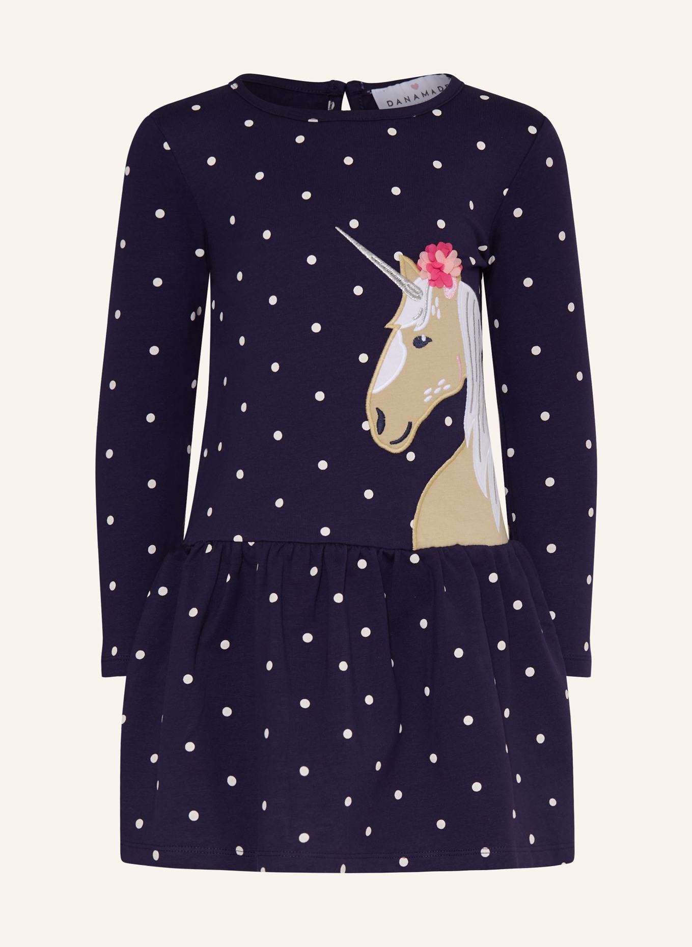 DANAMADE Jerseykleid: DUNKELBLAU / BEIGE / WEISS