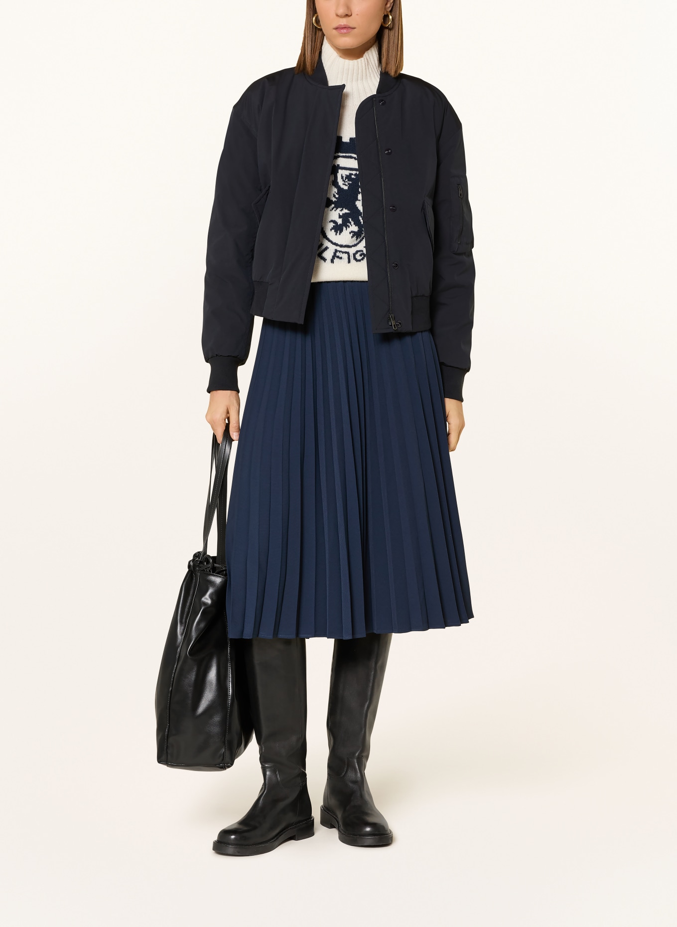 TOMMY HILFIGER Faltenrock: DUNKELBLAU