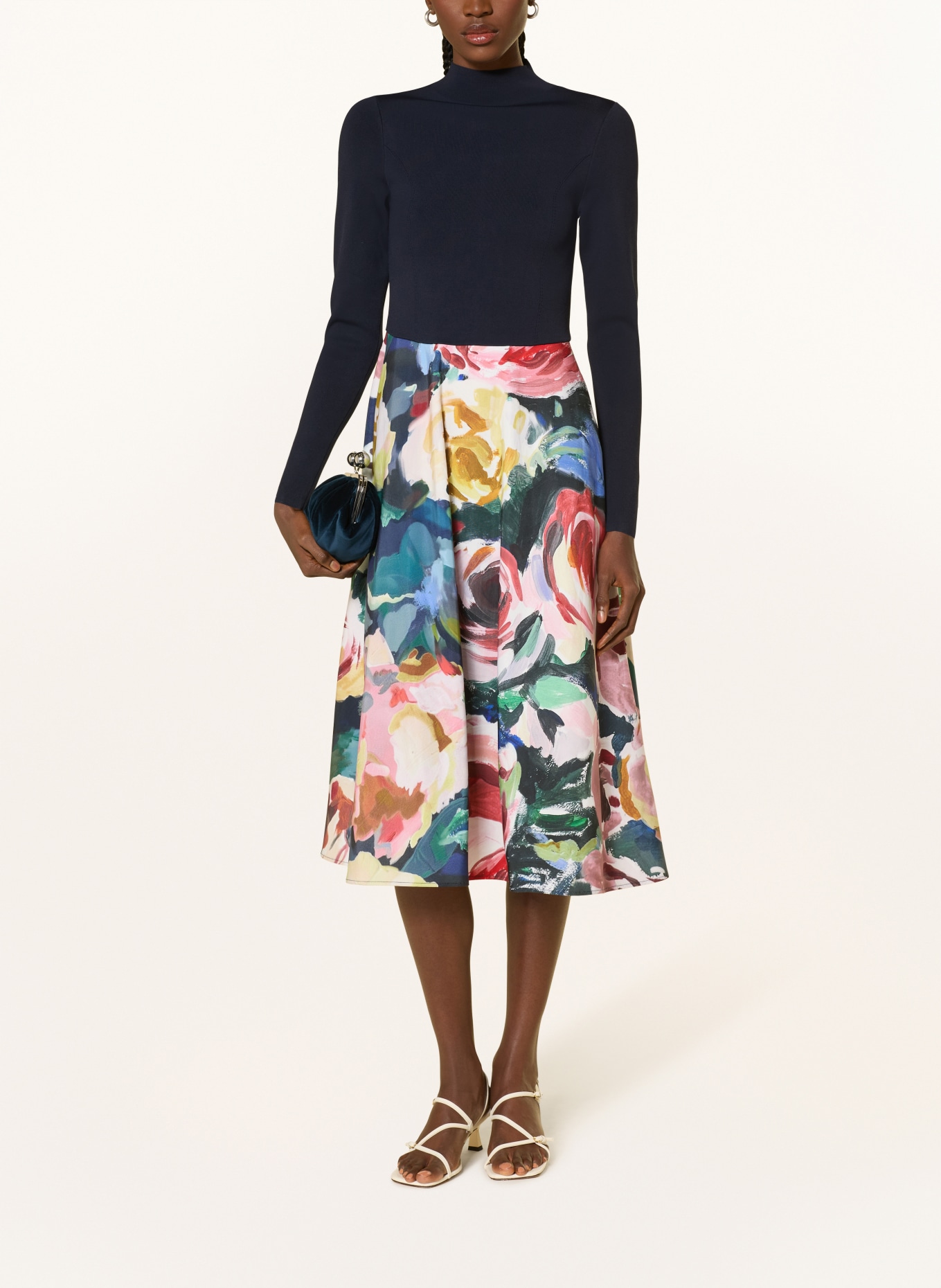 TED BAKER Kleid PATRIIA im Materialmix: DUNKELBLAU / ROT / GRÜN