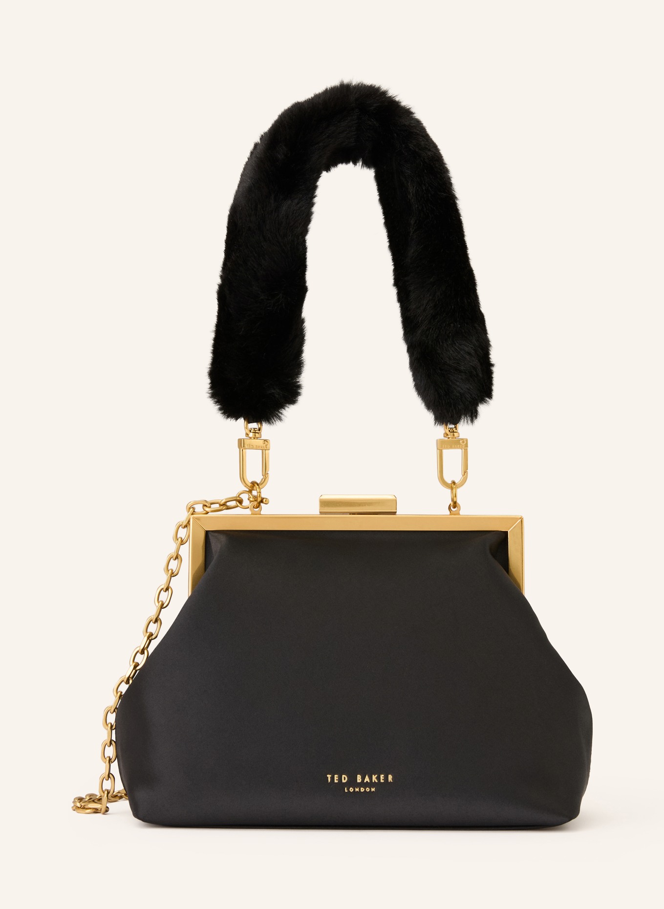 TED BAKER Handtasche PURCEY mit Kunstfell: SCHWARZ