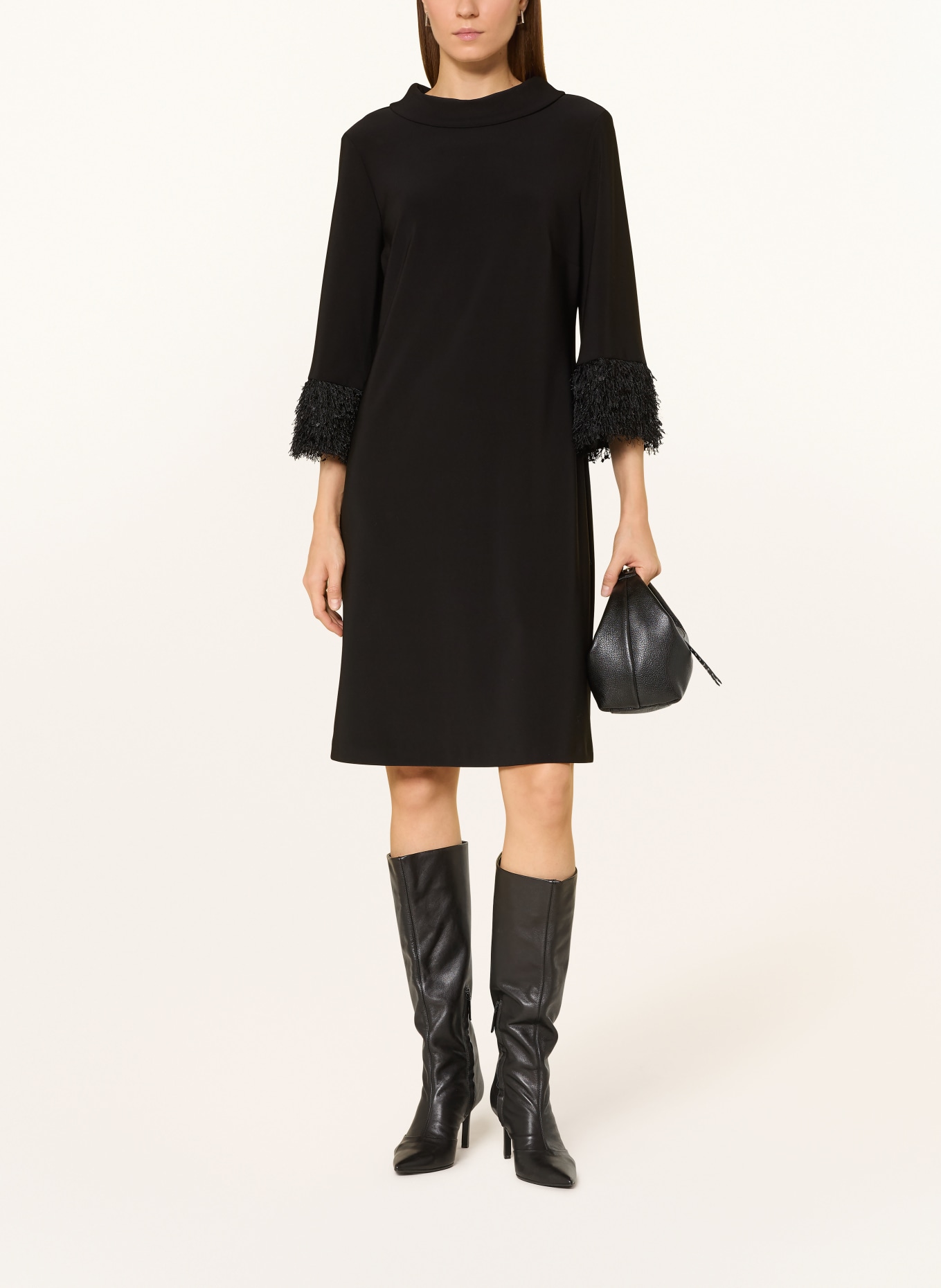Joseph Ribkoff Kleid mit 3/4-Arm und Fransen: SCHWARZ