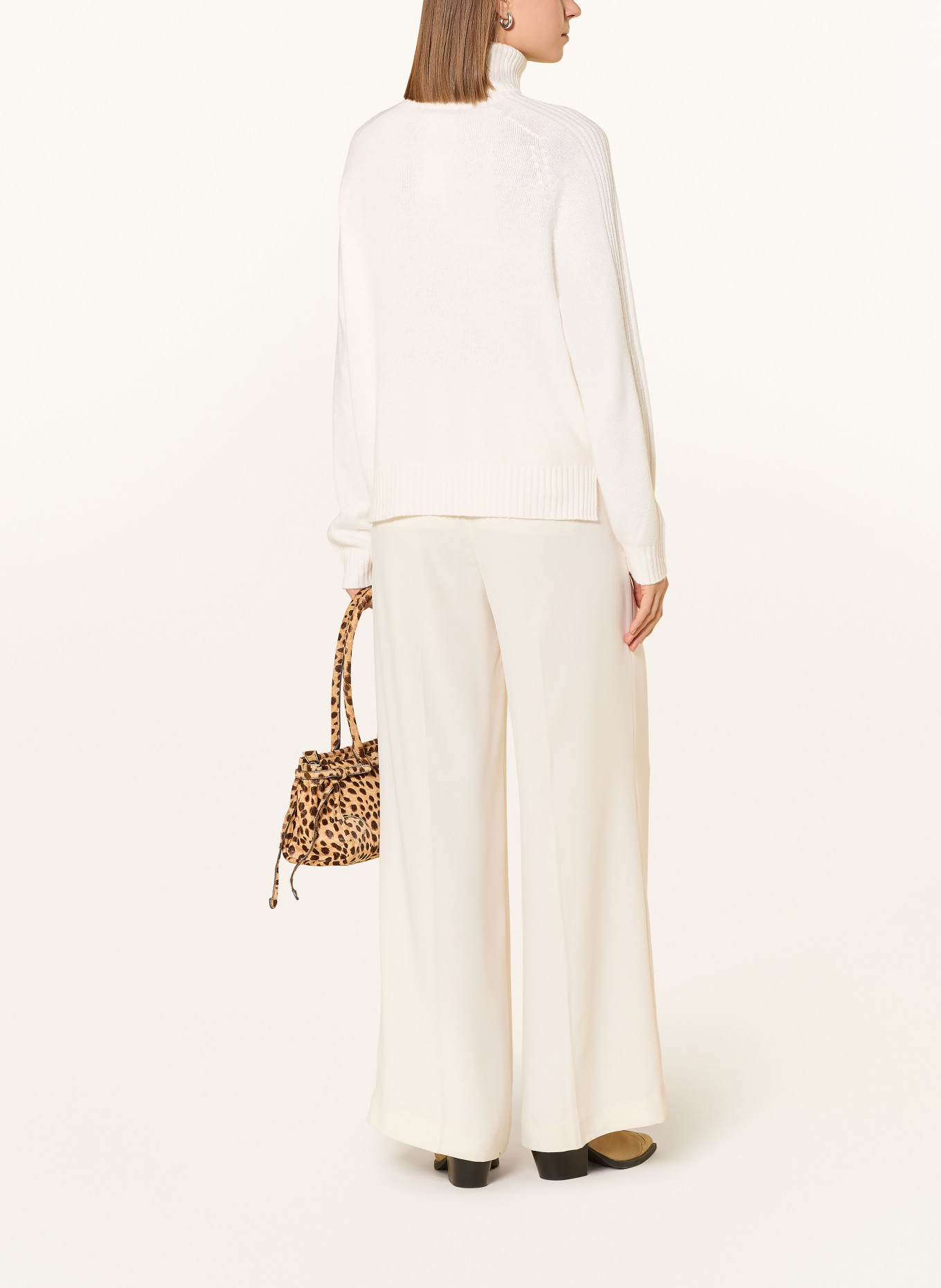 LIU JO Rollkragenpullover mit Schmucksteinen: ECRU