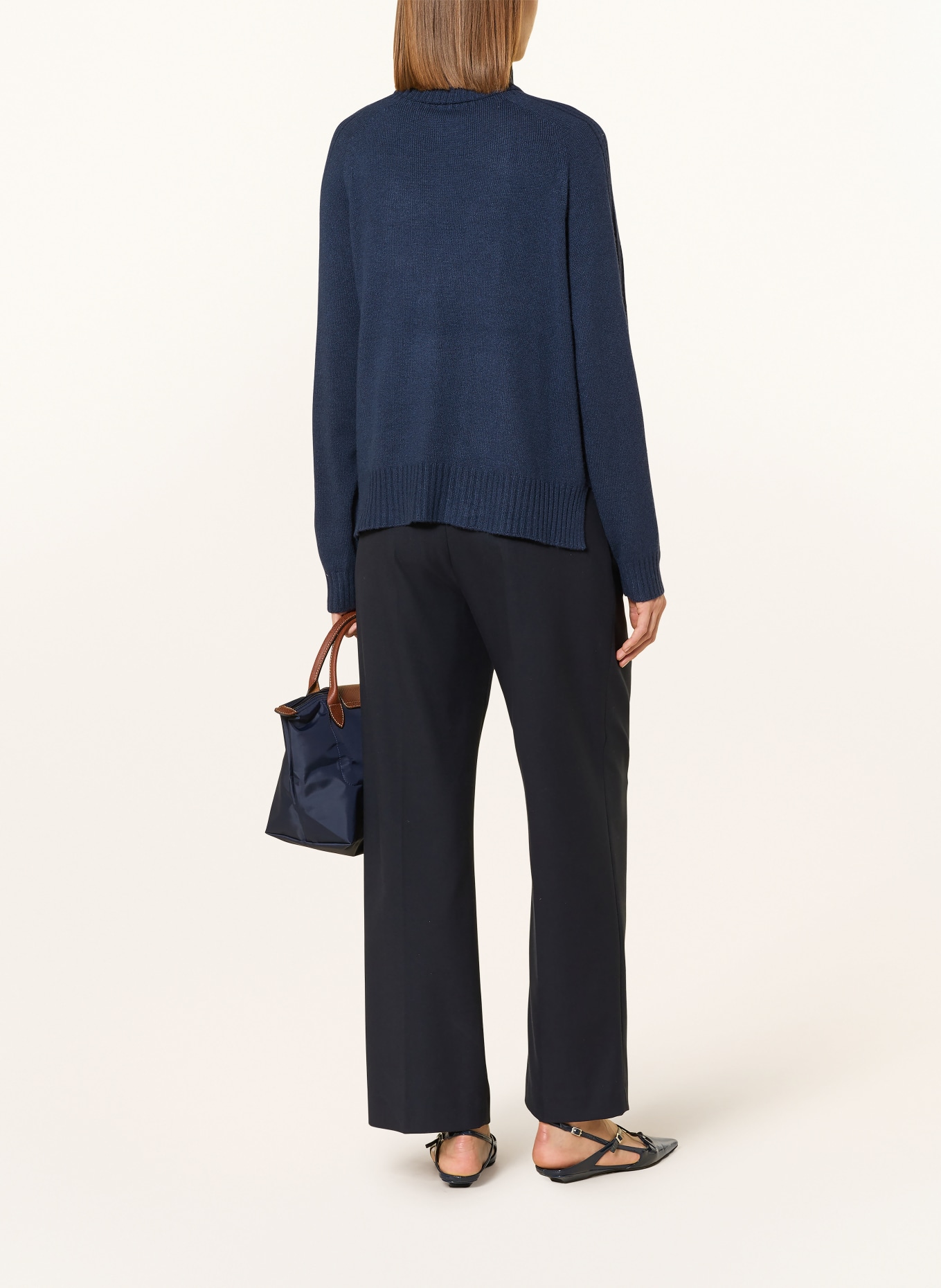 LIU JO Rollkragenpullover mit Schmucksteinen: DUNKELBLAU