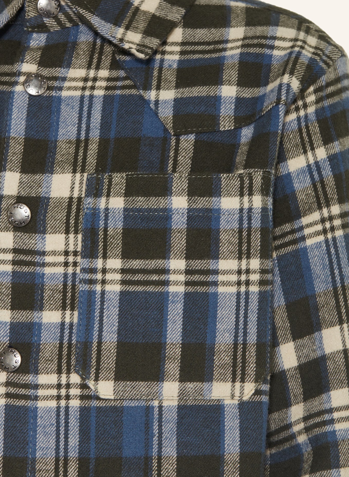 HUST and CLAIRE Flanellhemd HCRAVN: DUNKELGRÜN / CREME / BLAU