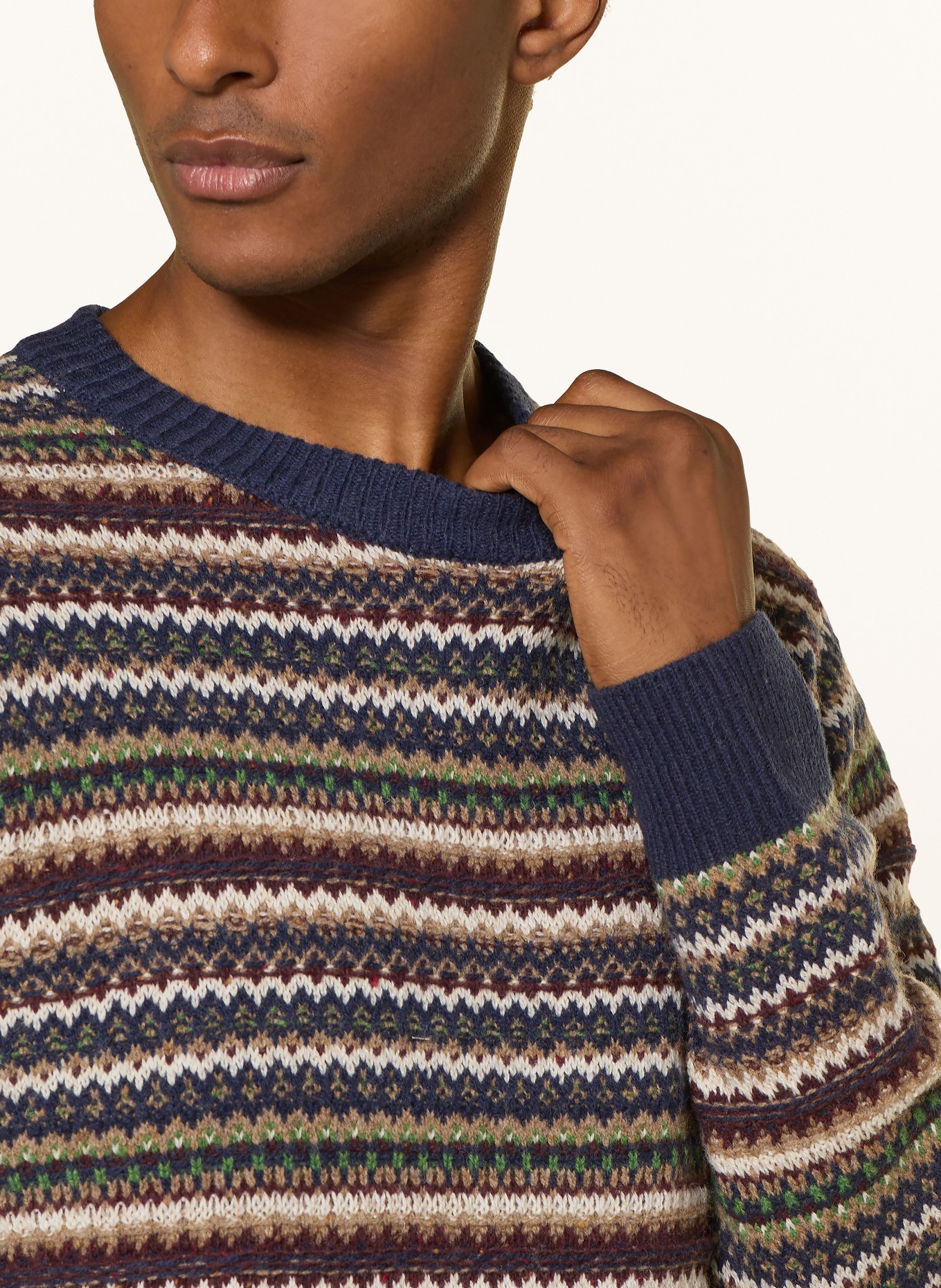 MOS MOSH Gallery Pullover MMGLAPORTE ICE: DUNKELBLAU / BEIGE / DUNKELGRÜN