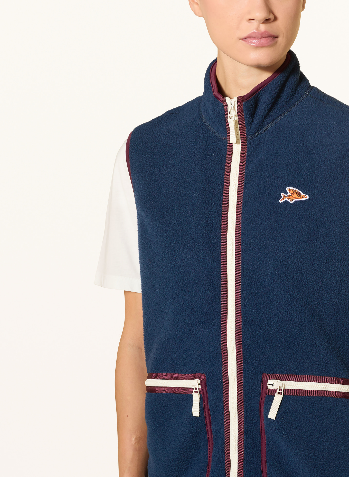 CAFÉ DU CYCLISTE Kamizelka polarowa CYRIELLE: GRANATOWY / CIEMNOCZERWONY