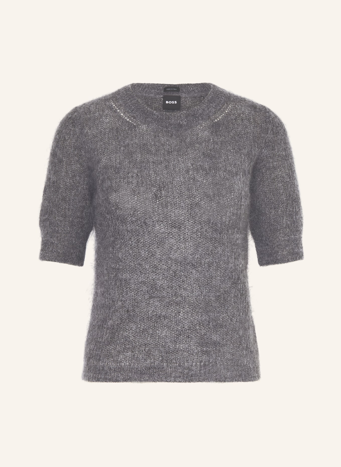 BOSS Strickshirt FEVRONA mit Mohair: GRAU