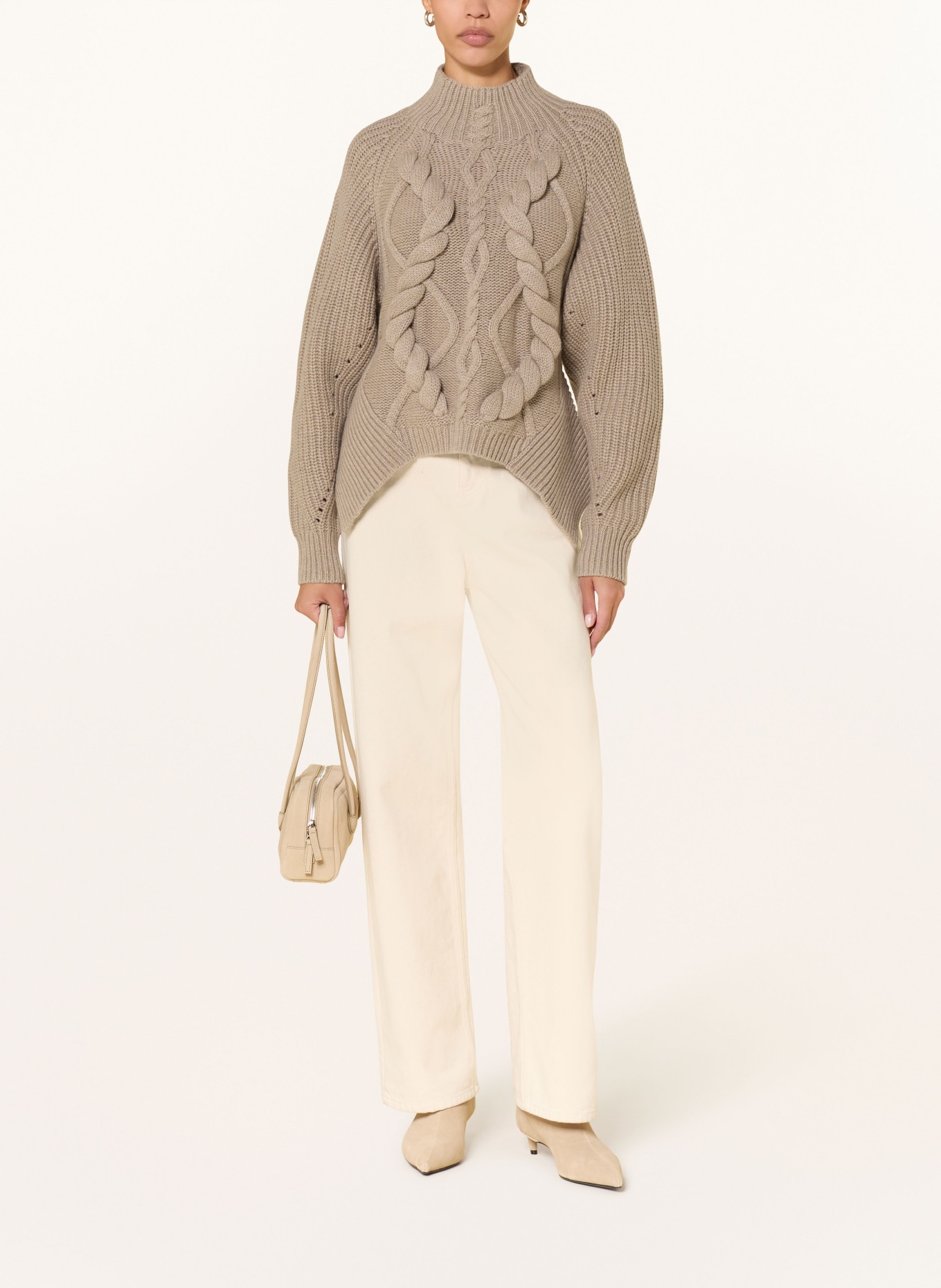 BOSS Pullover FIBONA mit Cashmere: HELLBRAUN