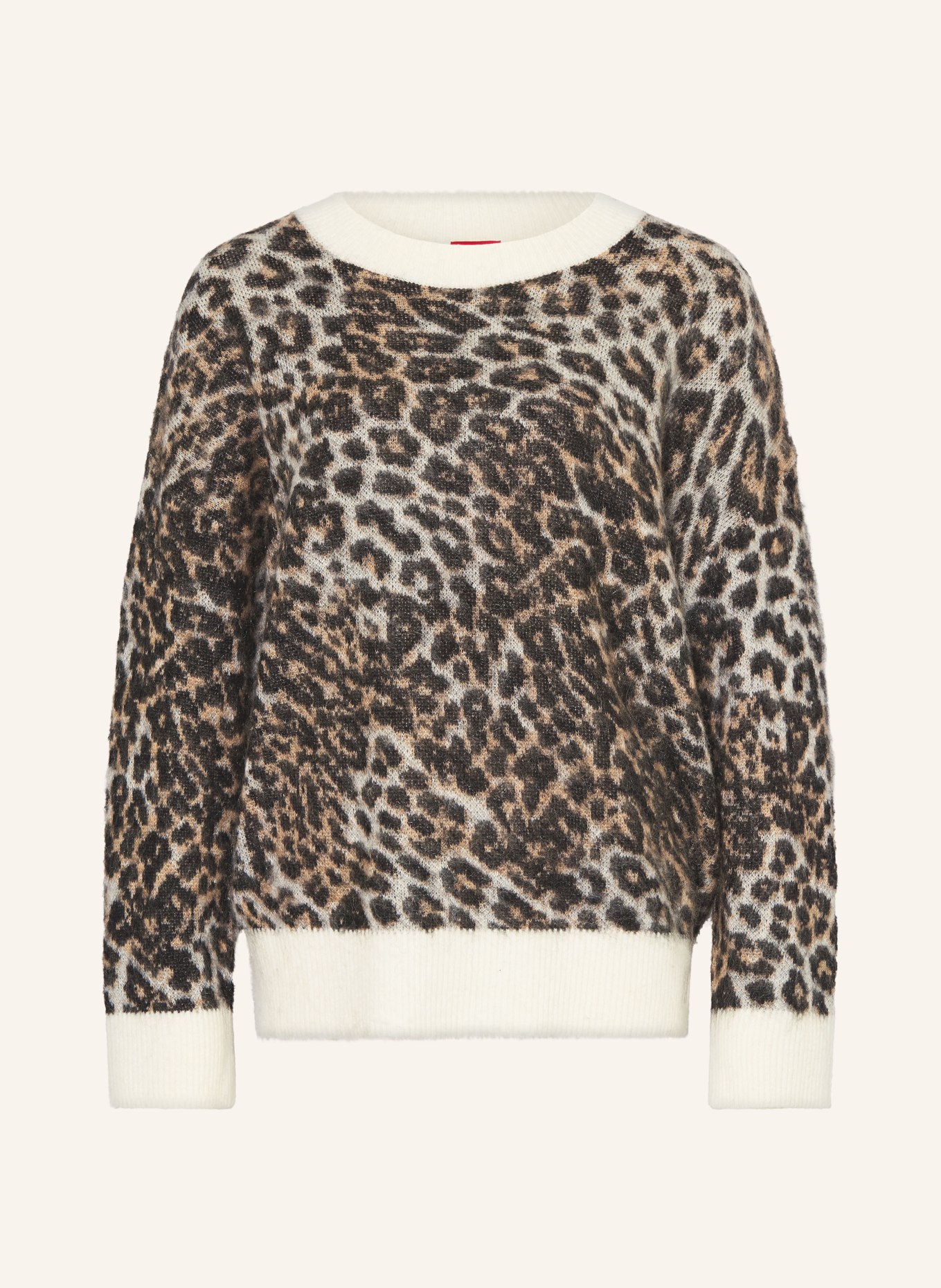 HUGO Pullover SERATU: ECRU / COGNAC / SCHWARZ