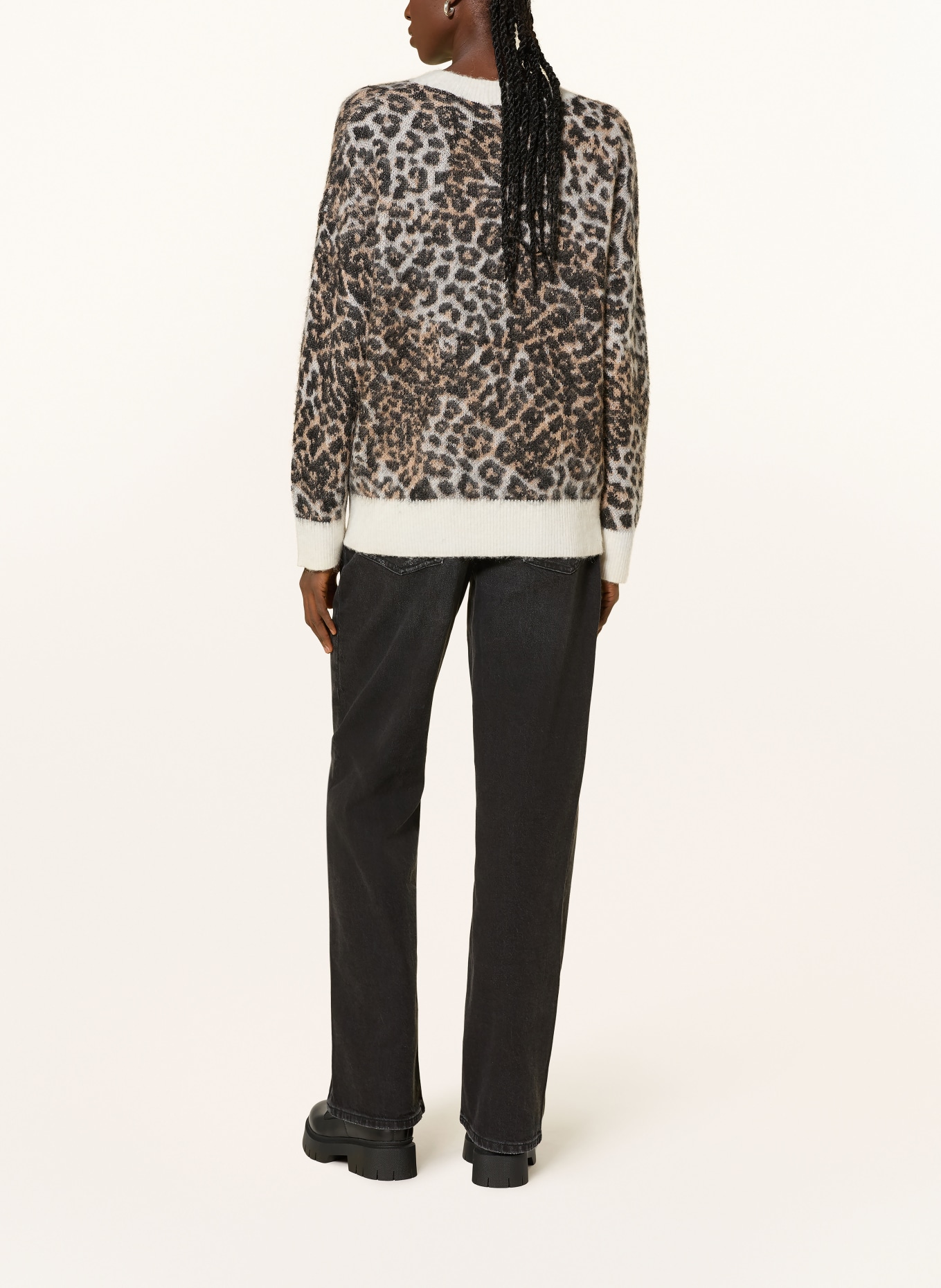 HUGO Pullover SERATU: ECRU / COGNAC / SCHWARZ